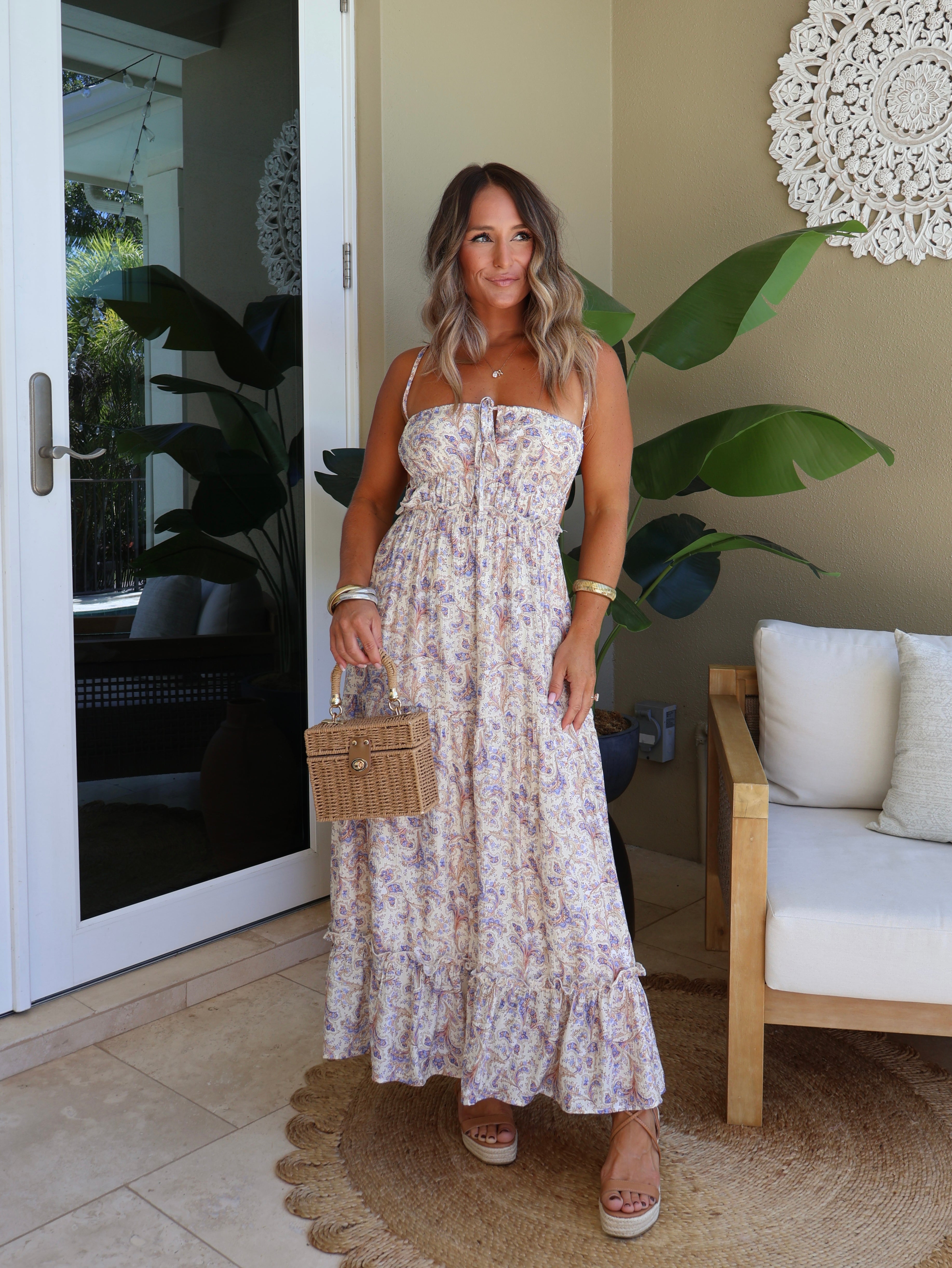 Violet Paisley Midi Dress Purple Multi