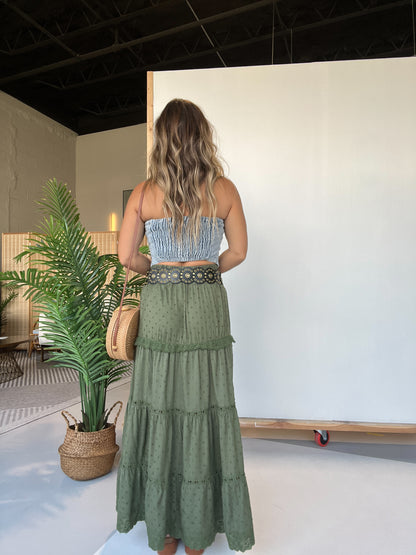 Make Waves Maxi Skirt Olive