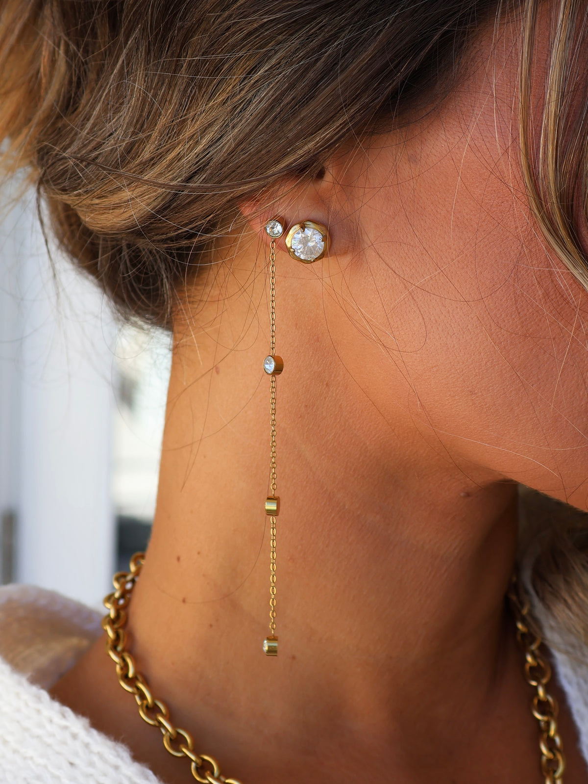 Solene Gold Bezel Studs