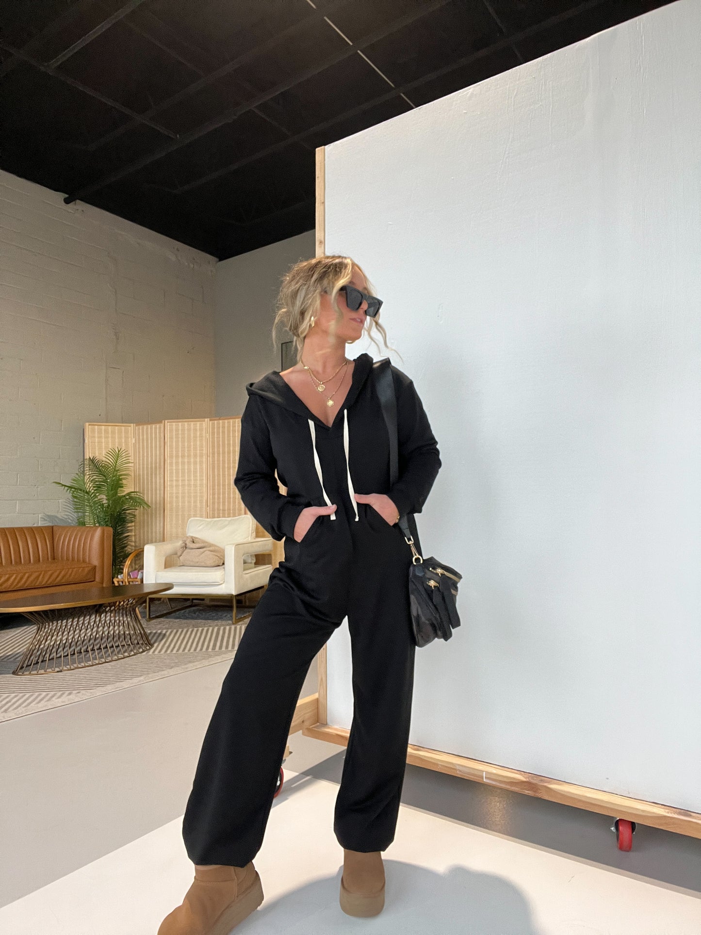 Cozy Days French Terry Jumpsuit Black