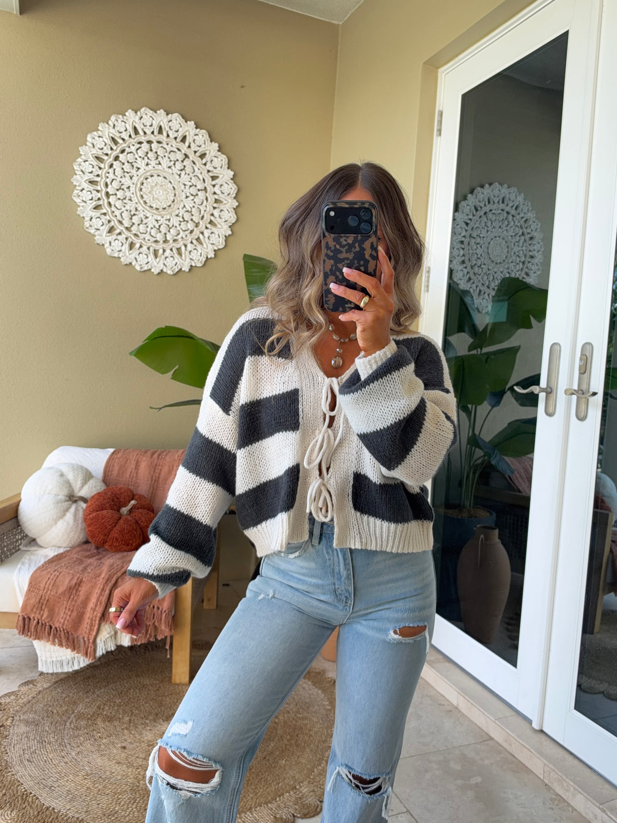 Willow Striped Sweater Charcoal