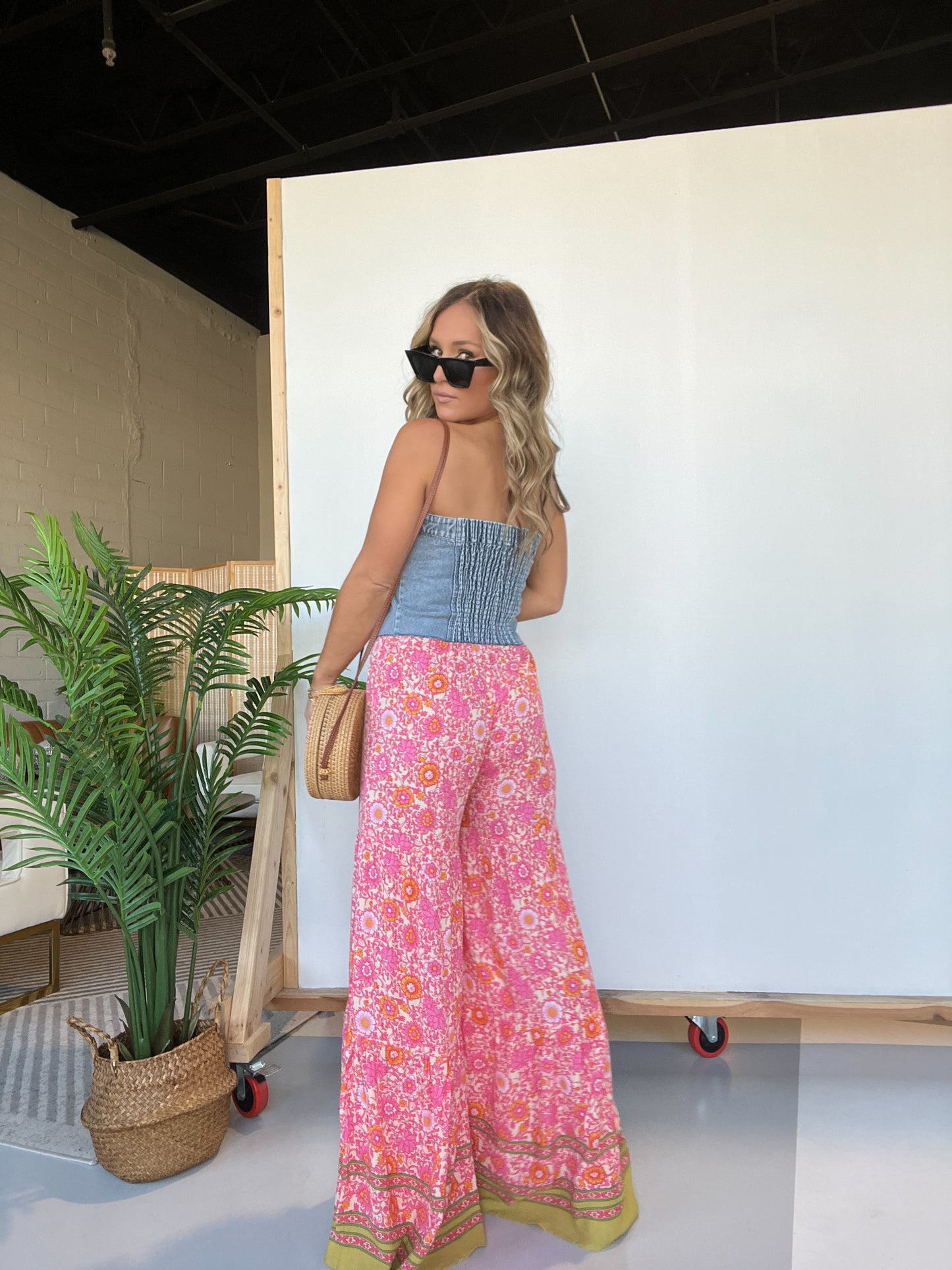 Pinkish Bloom Wide Leg Boho Pants