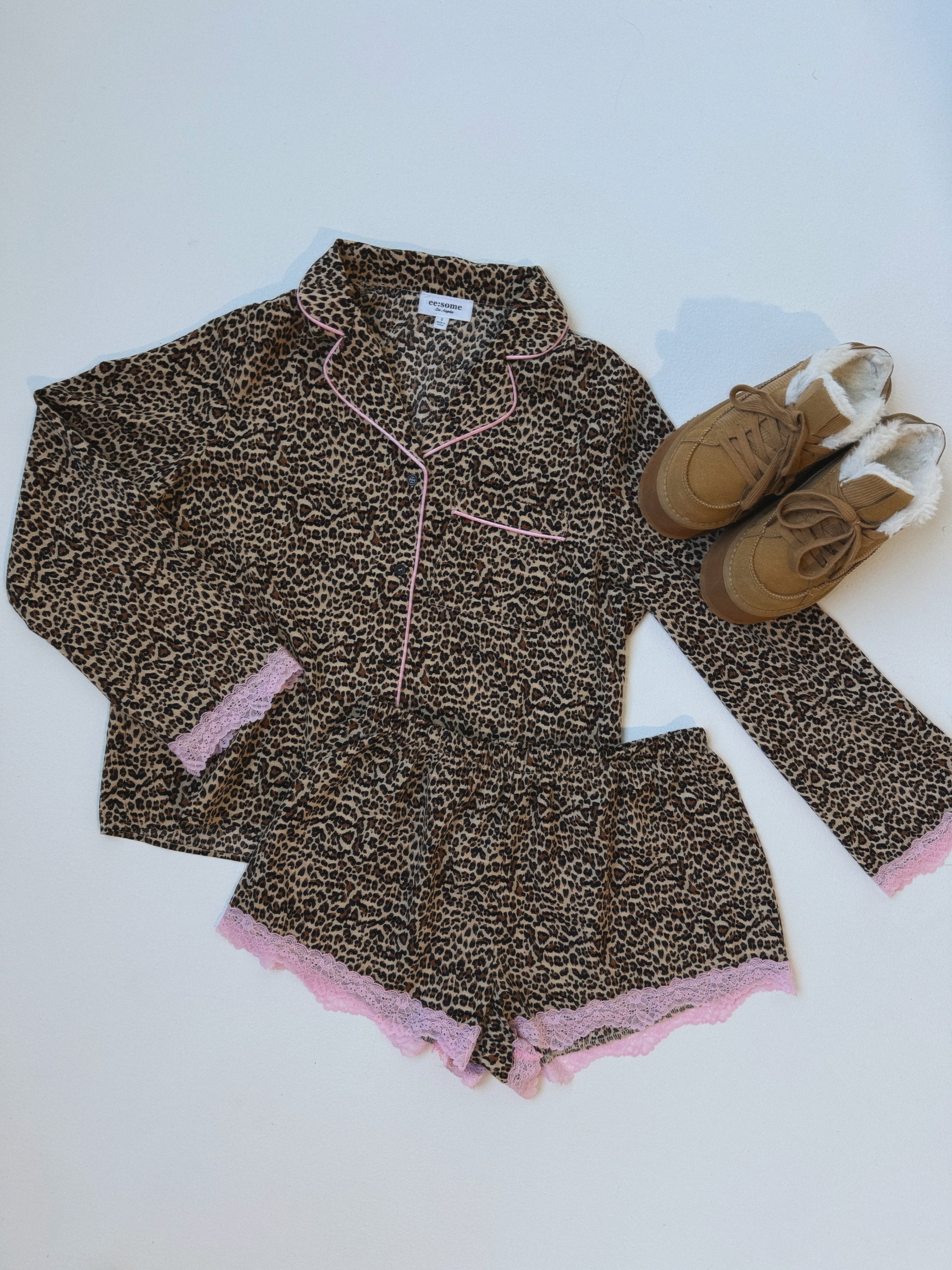 PJ Party Mini Shorts Set Leopard