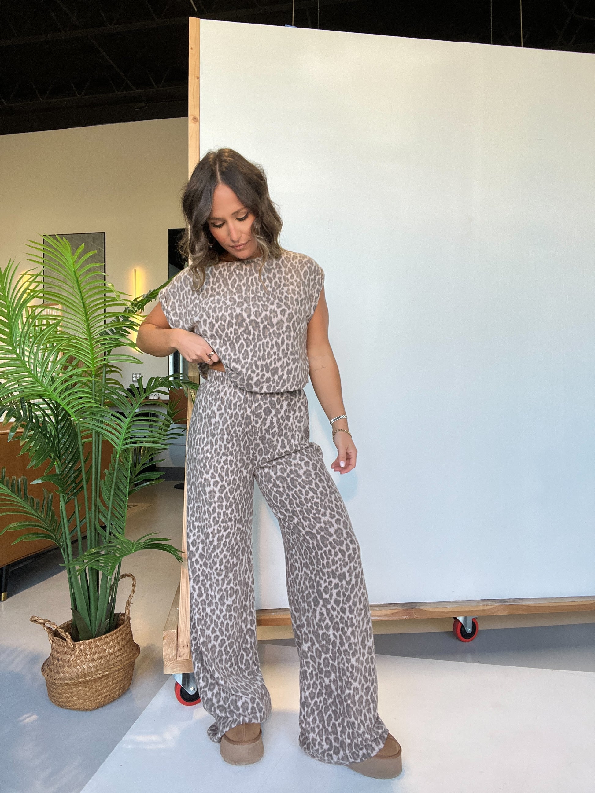 Girls Night In Lounge Set Leopard