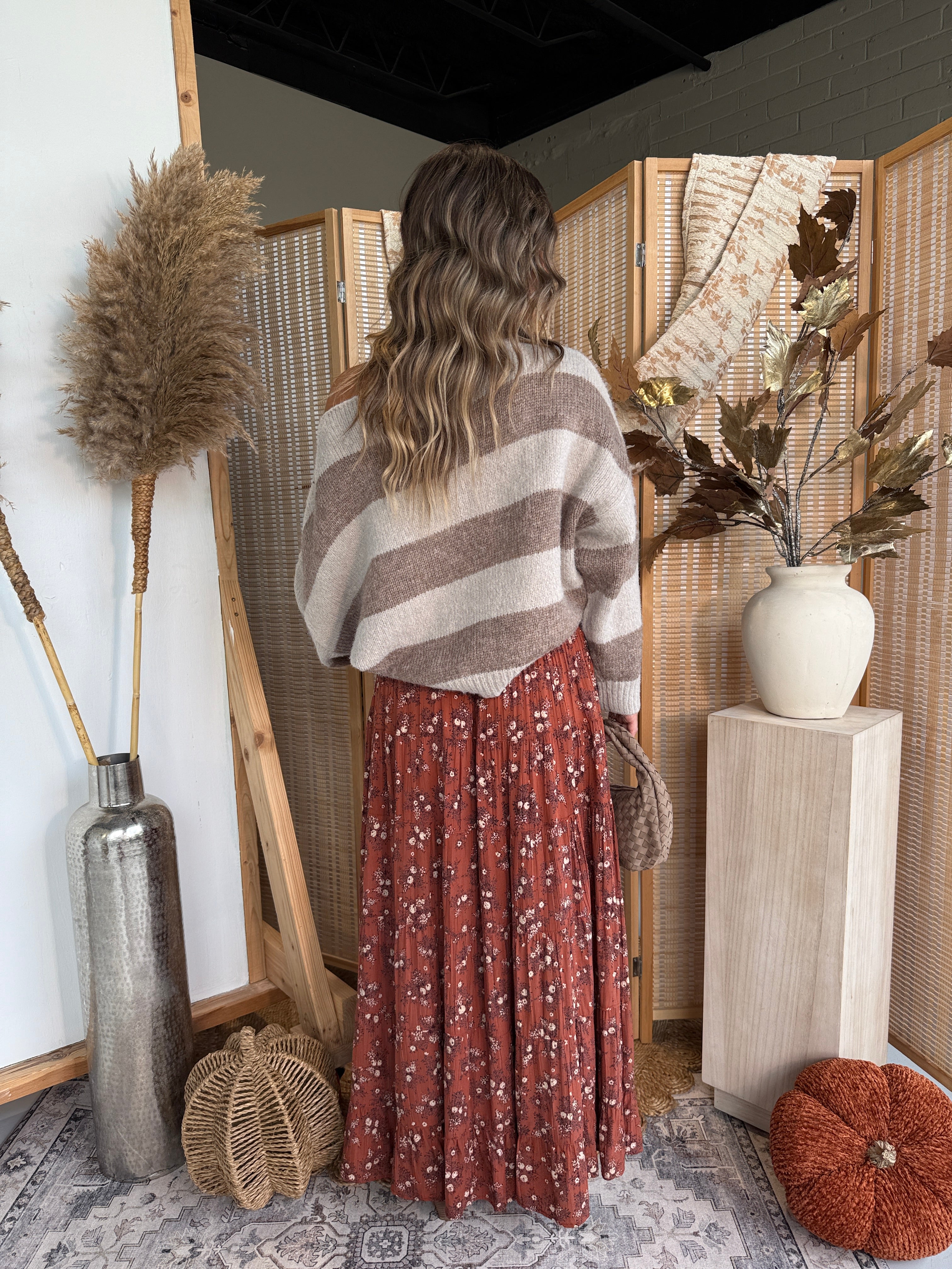 Spice Trail Tiered Maxi Skirt Ginger
