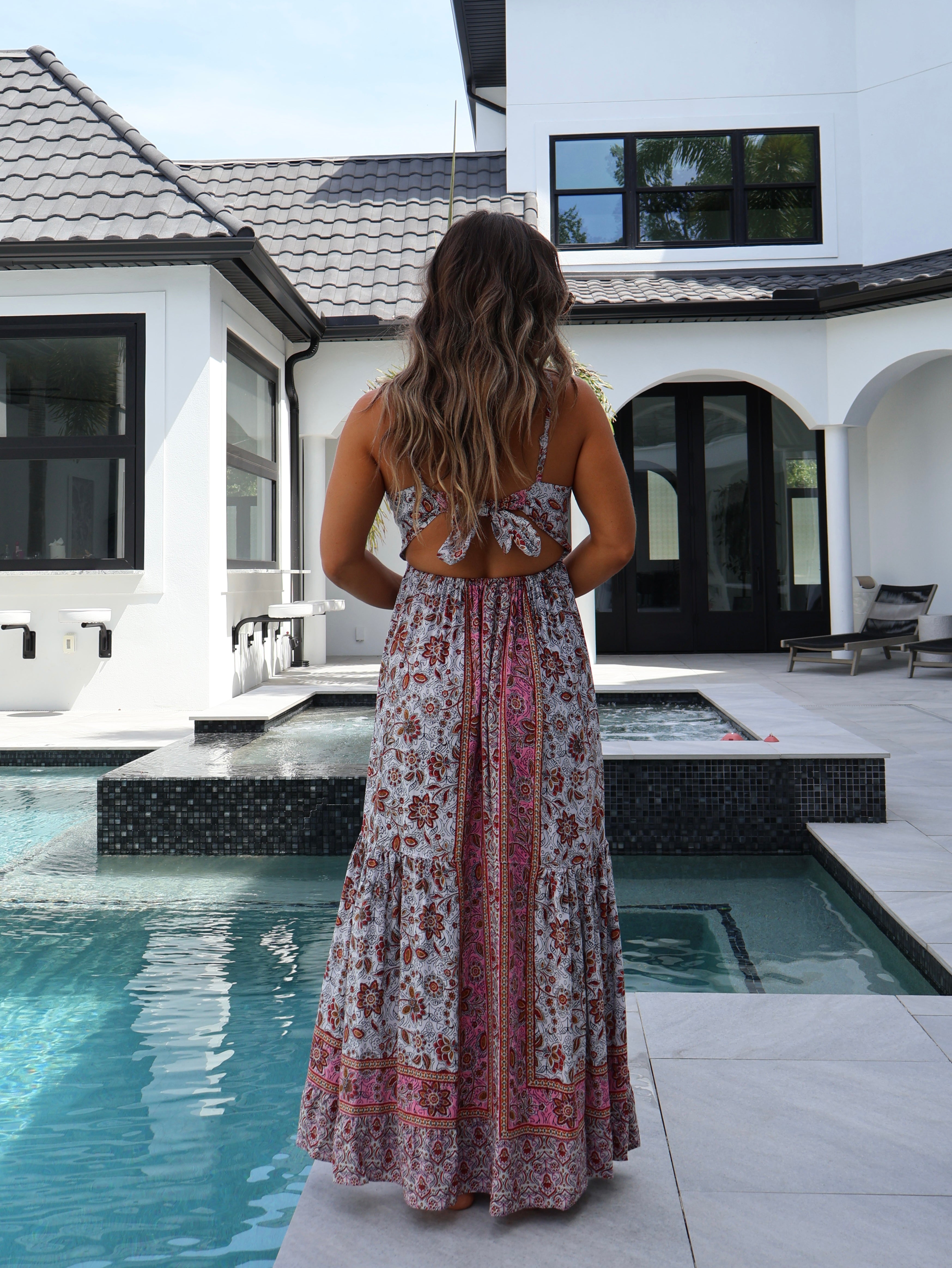 Hibiscus Breeze Maxi Dress Pink Multi