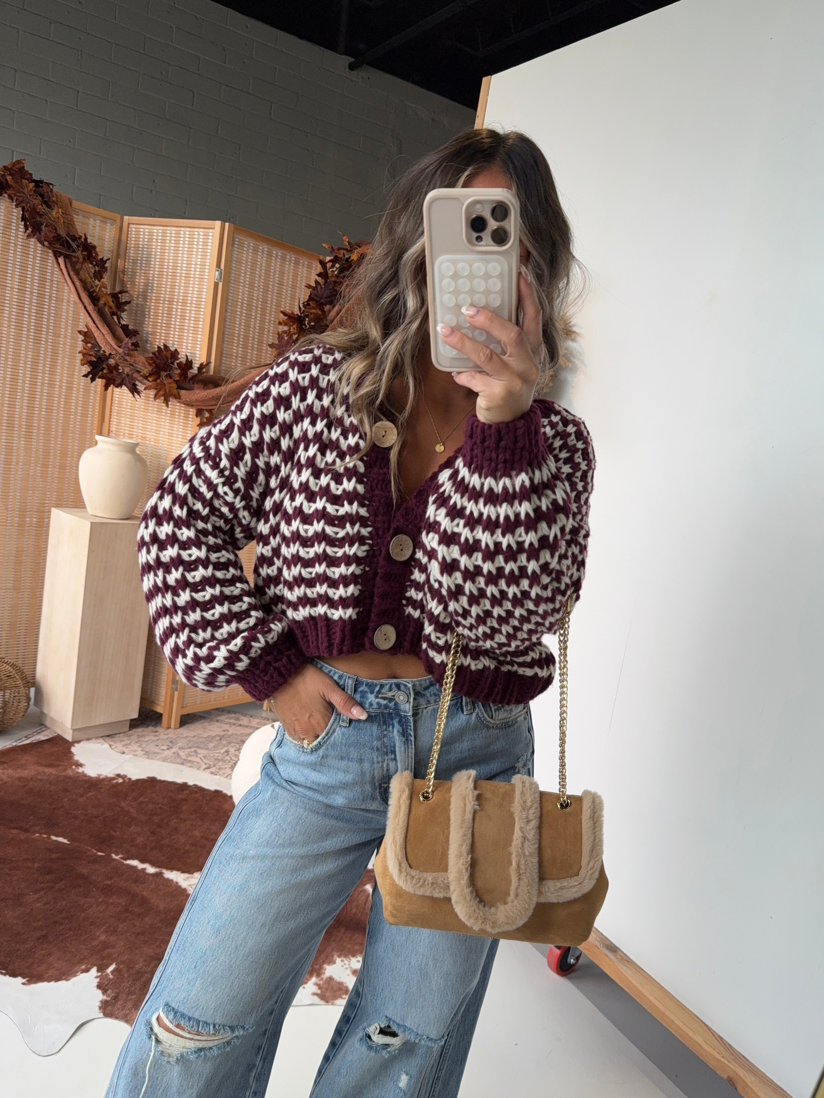 Tori Faux Fur Shoulder Bag Light Tan