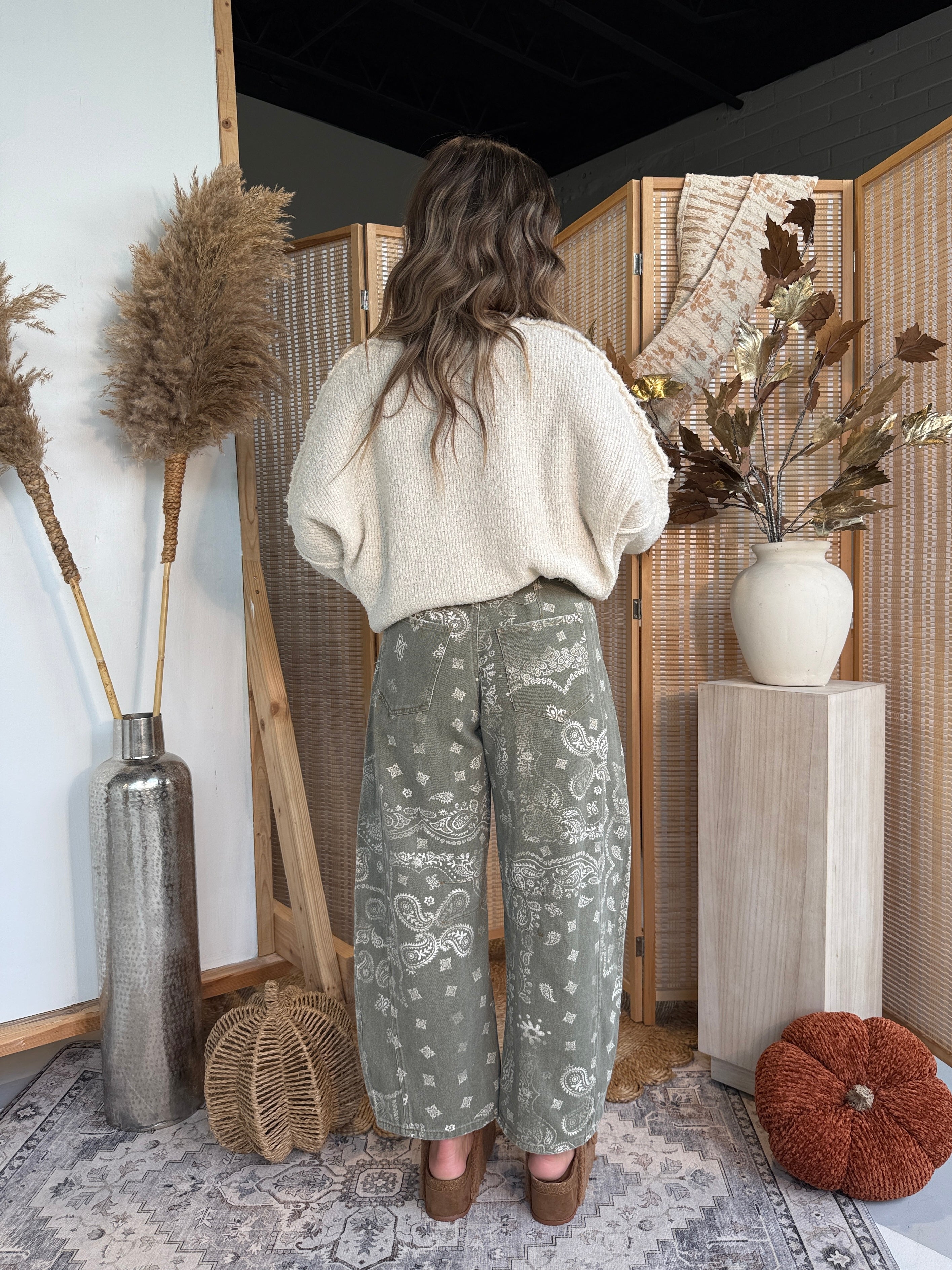 Moss Moonlight Barrel Jeans Paisley Army