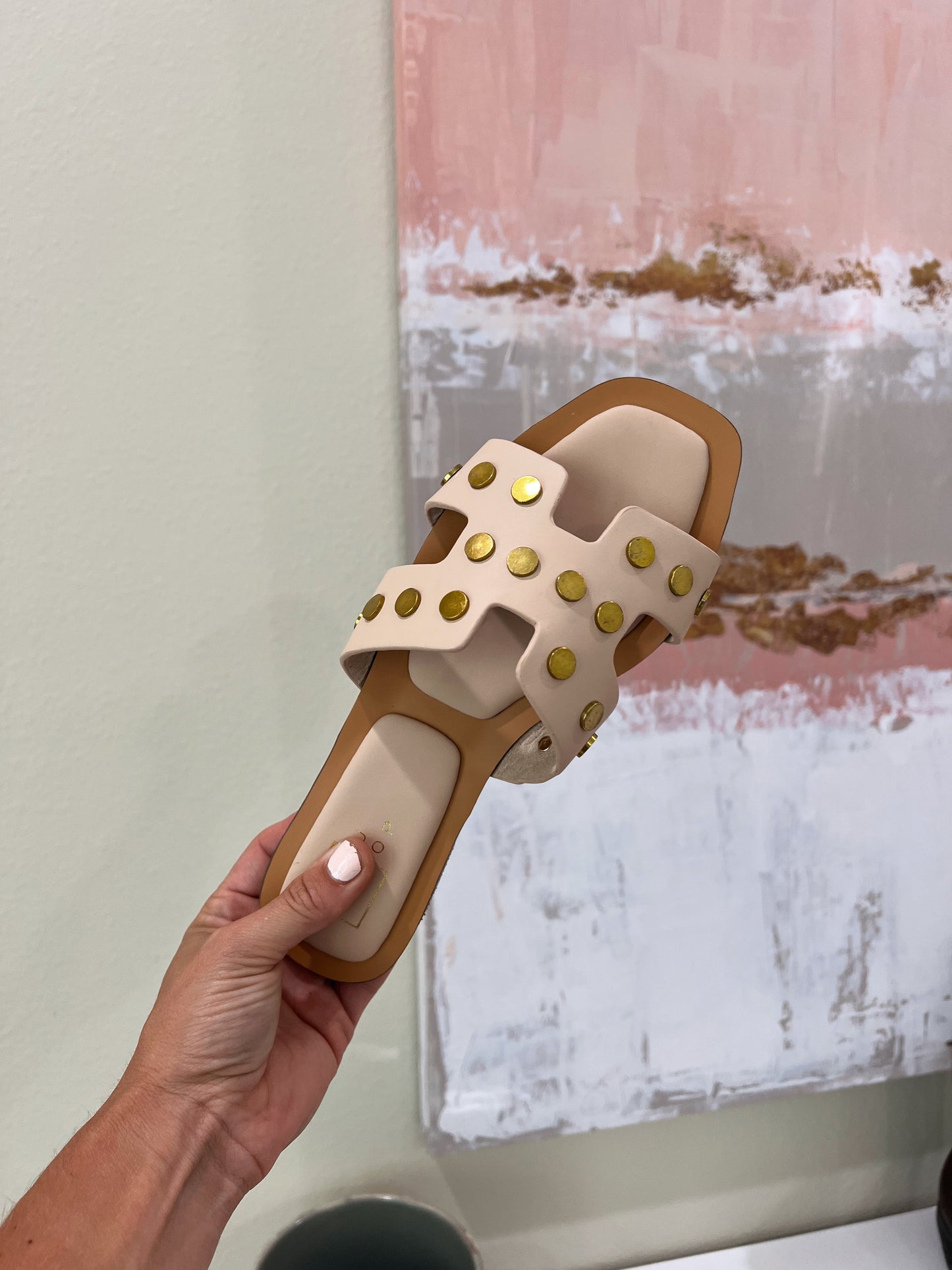 Donatella Studded Slides Nude