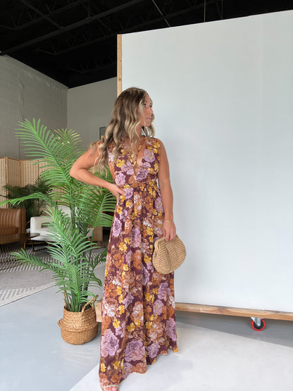 Within Fall Floral Maxi Dress Brown Multi