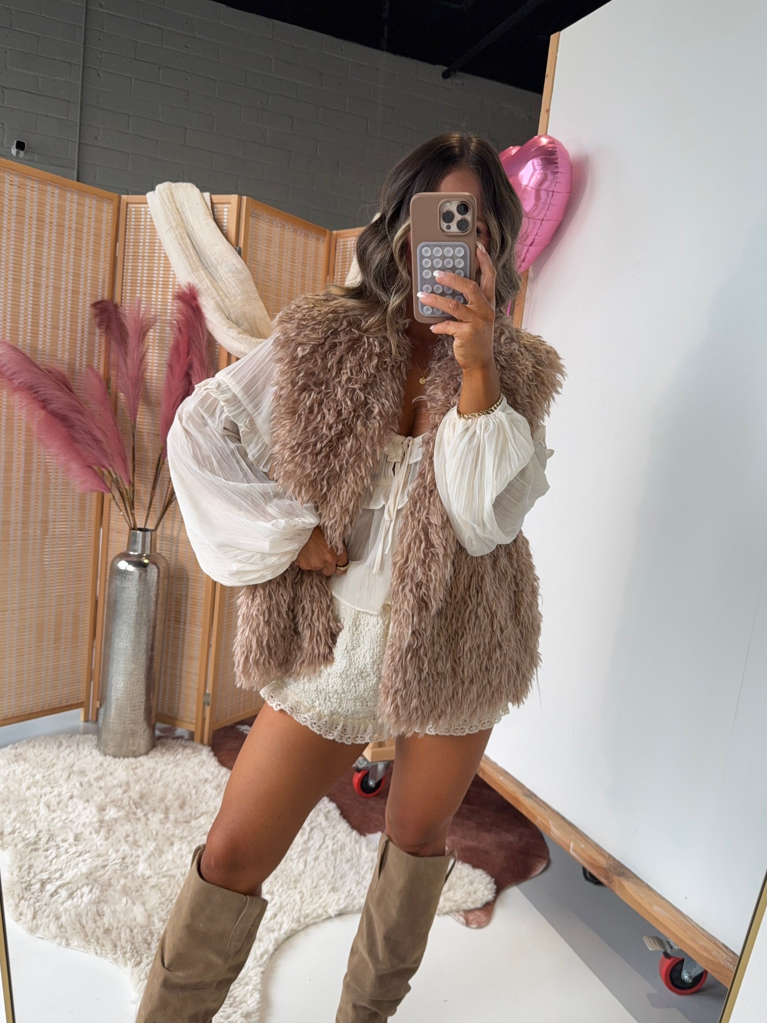 Berkley Faux Fur Vest Latte