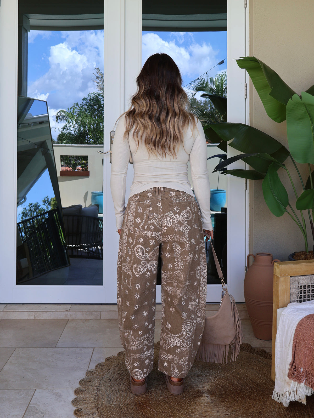 Heidi Paisley Barrel Jeans Brown