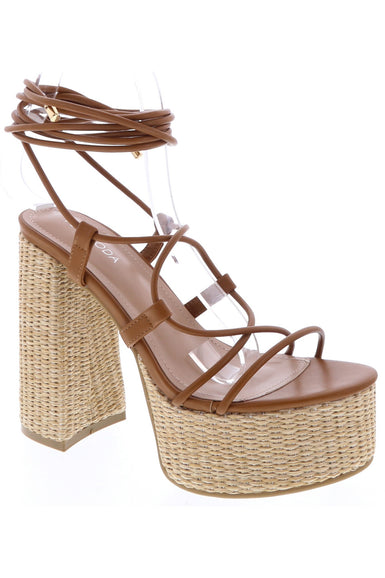 Tan strappy fashion heels