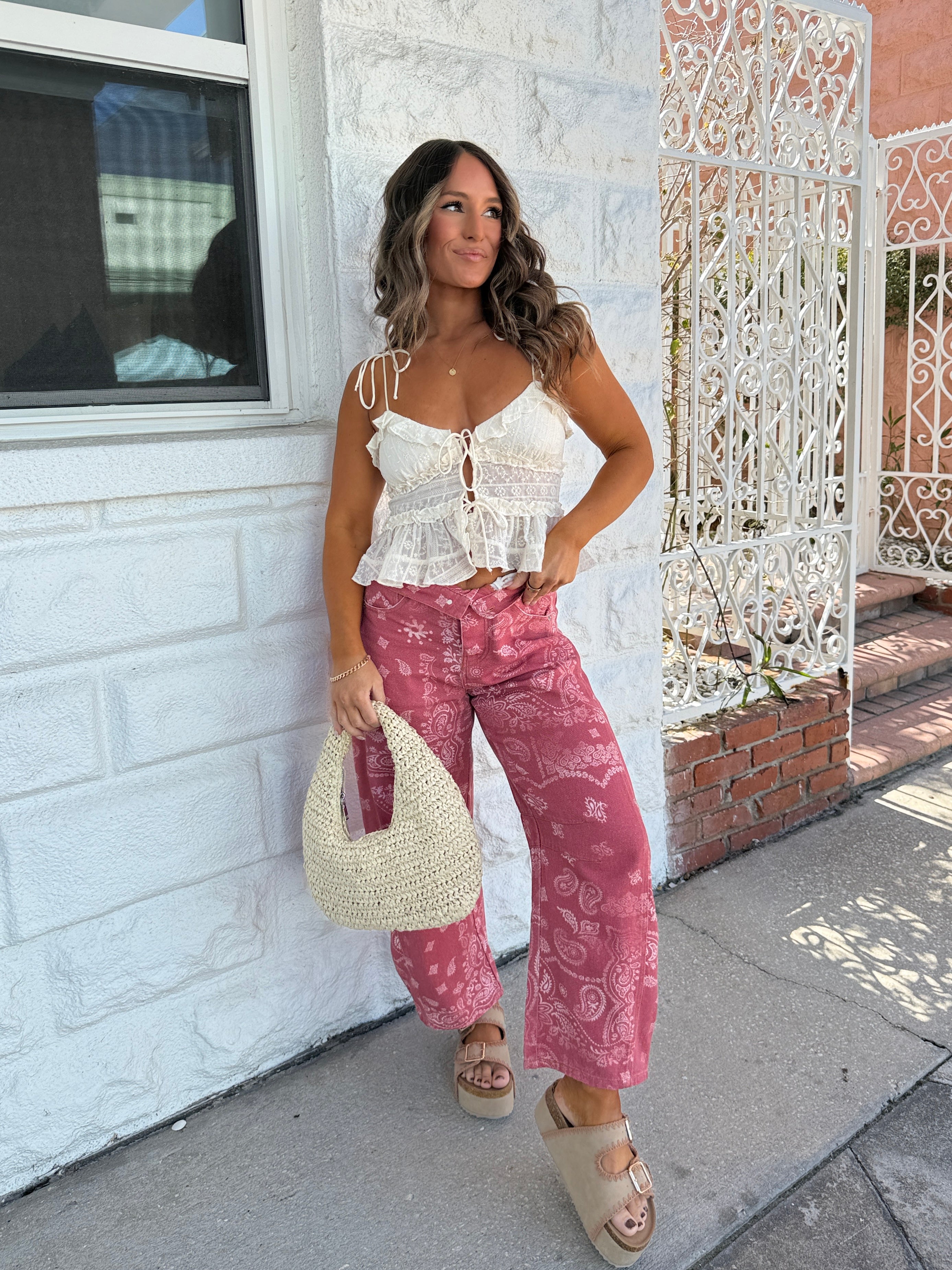 Rosebud Barrel Jeans Paisley Dusty Rose