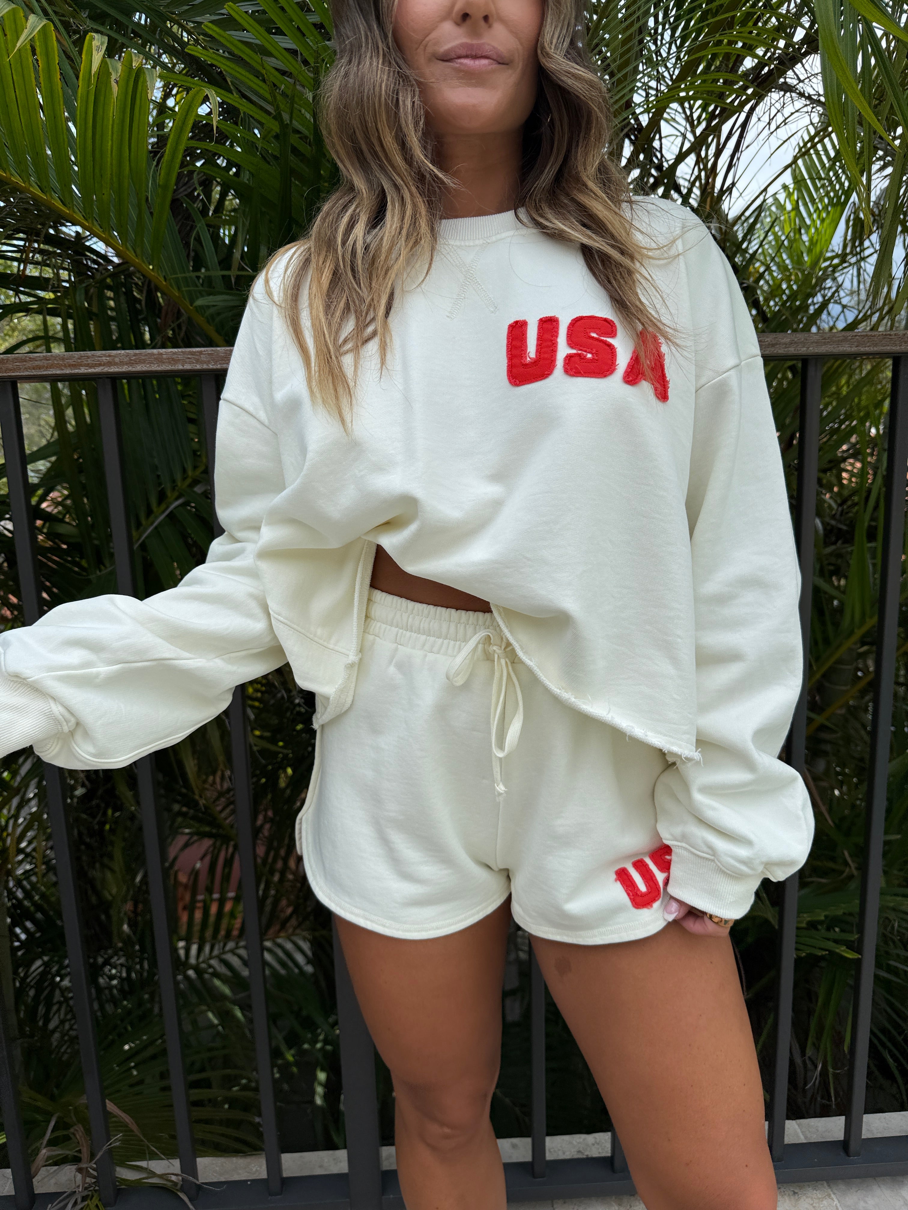 USA Vintage Oversized Crewneck Ivory