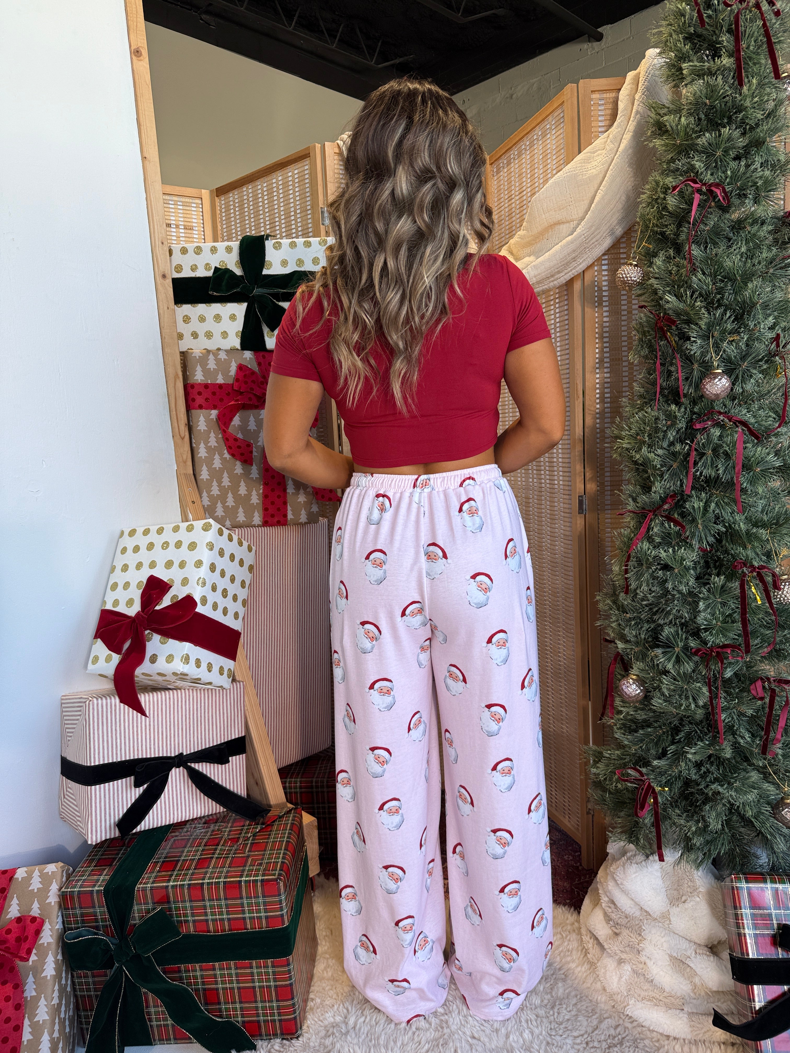 Santa's Favorite Lounge Pants Baby Pink