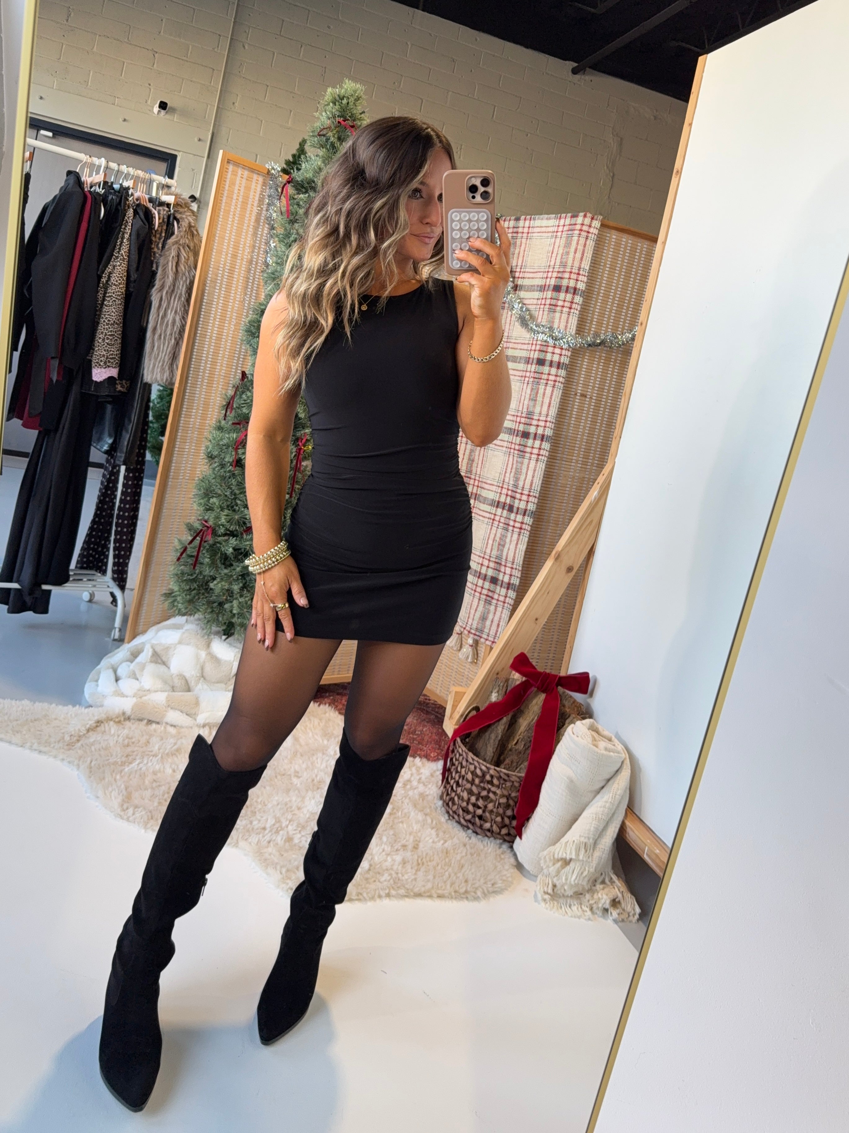 Deck the Hall Mini Dress Black
