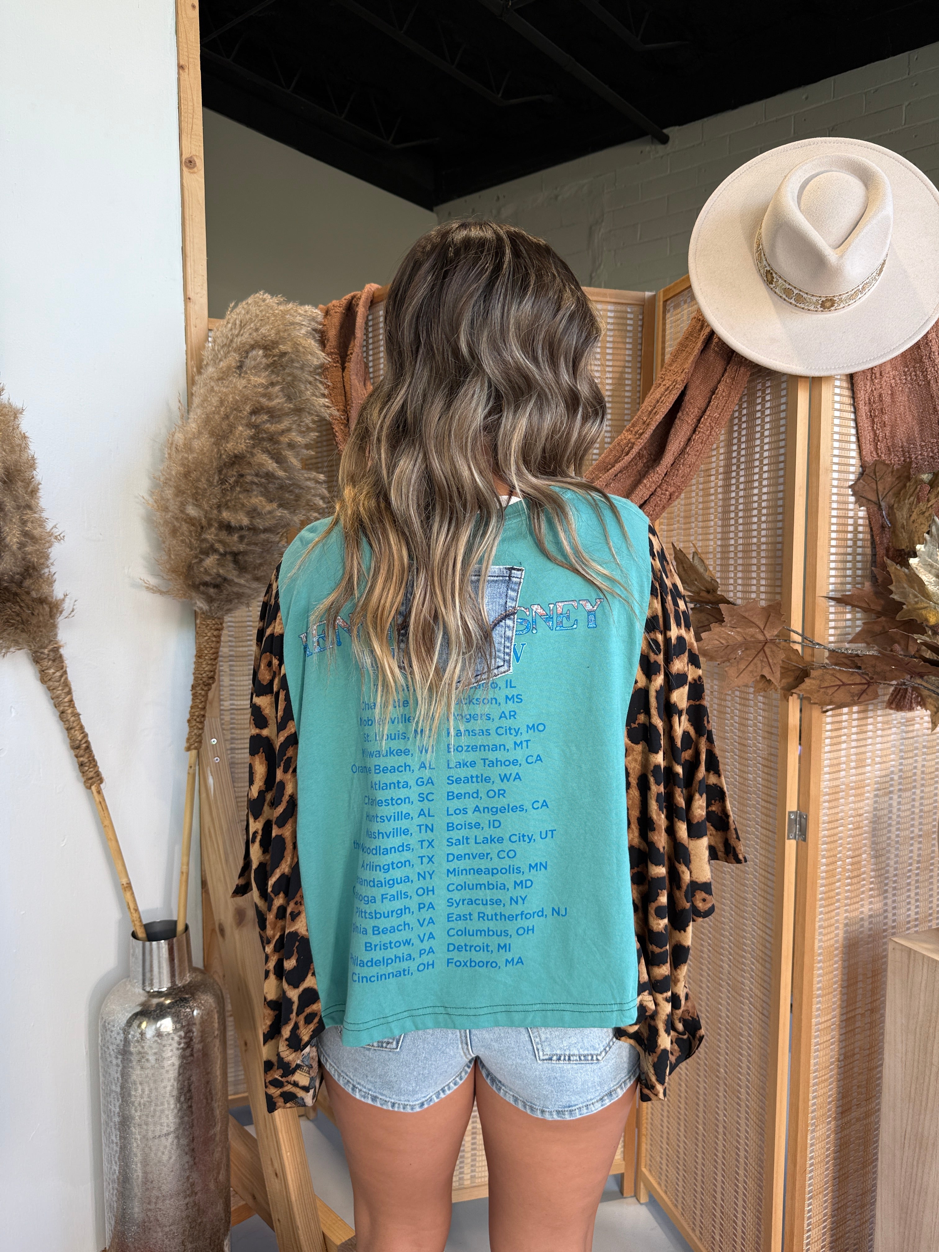 Kenny Chesney Mix & Match Tee Teal Cheetah