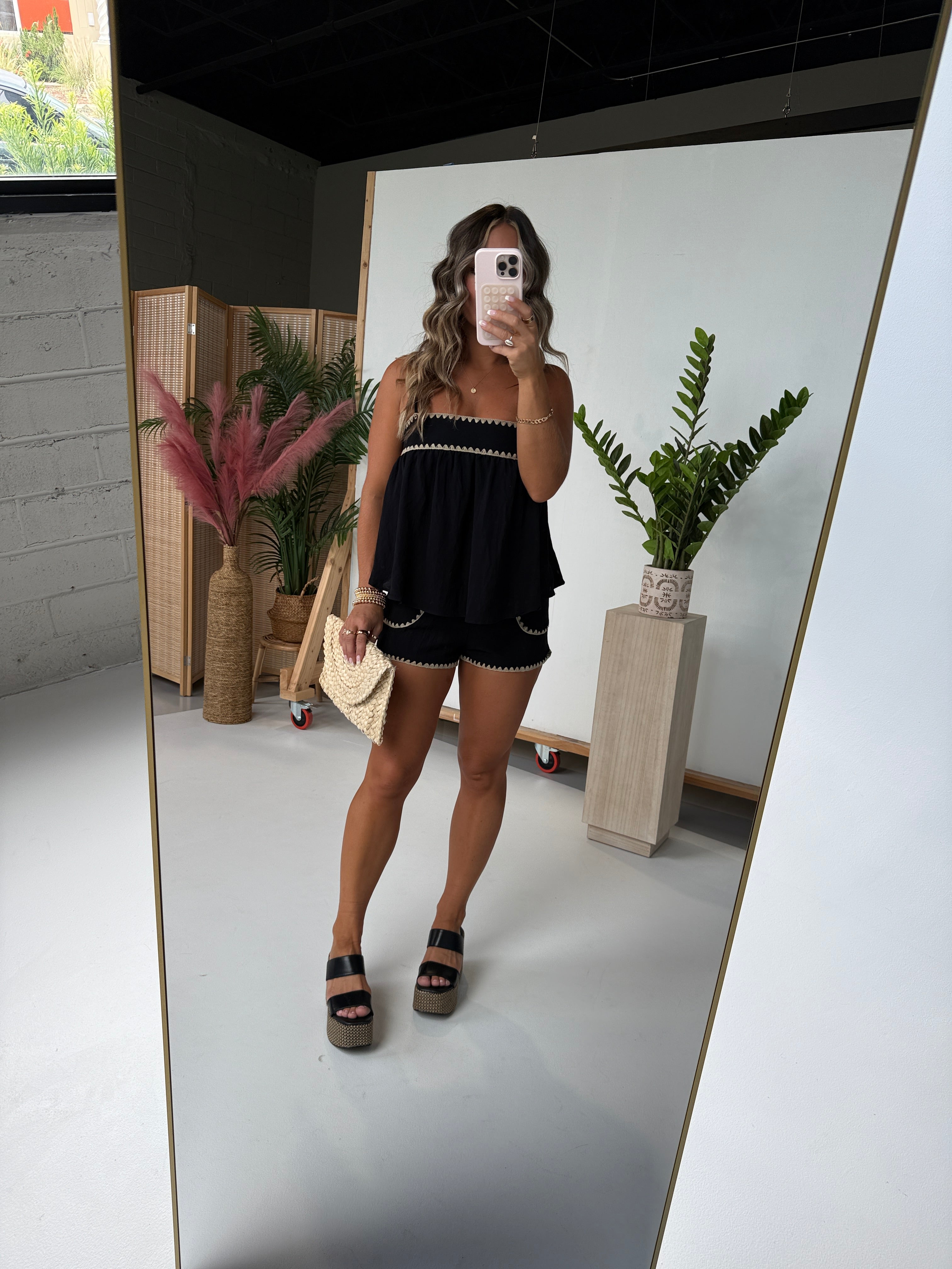 Safari Glam Knit Shorts Set Black