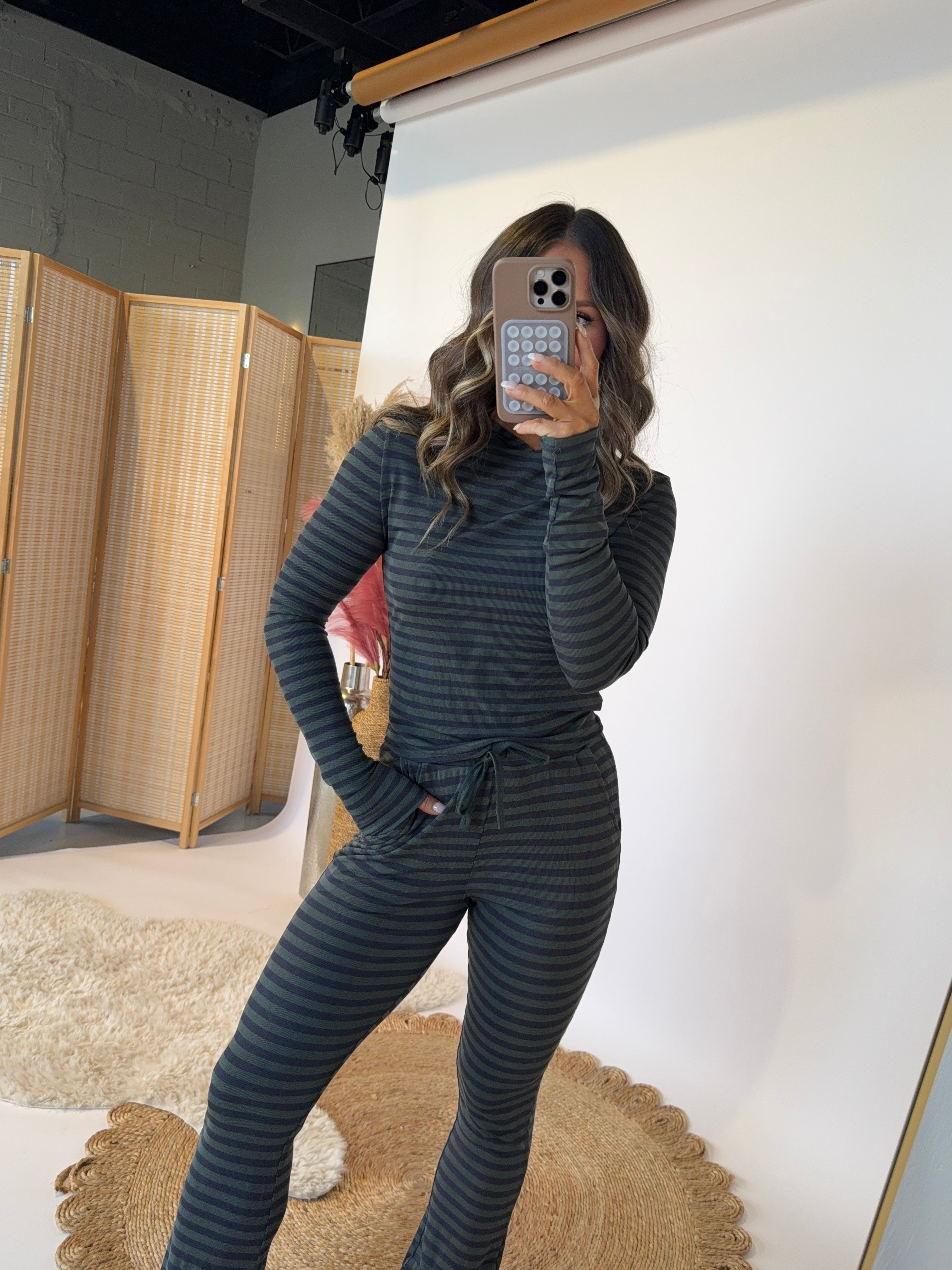 Little Moments Striped Pants Set Navy