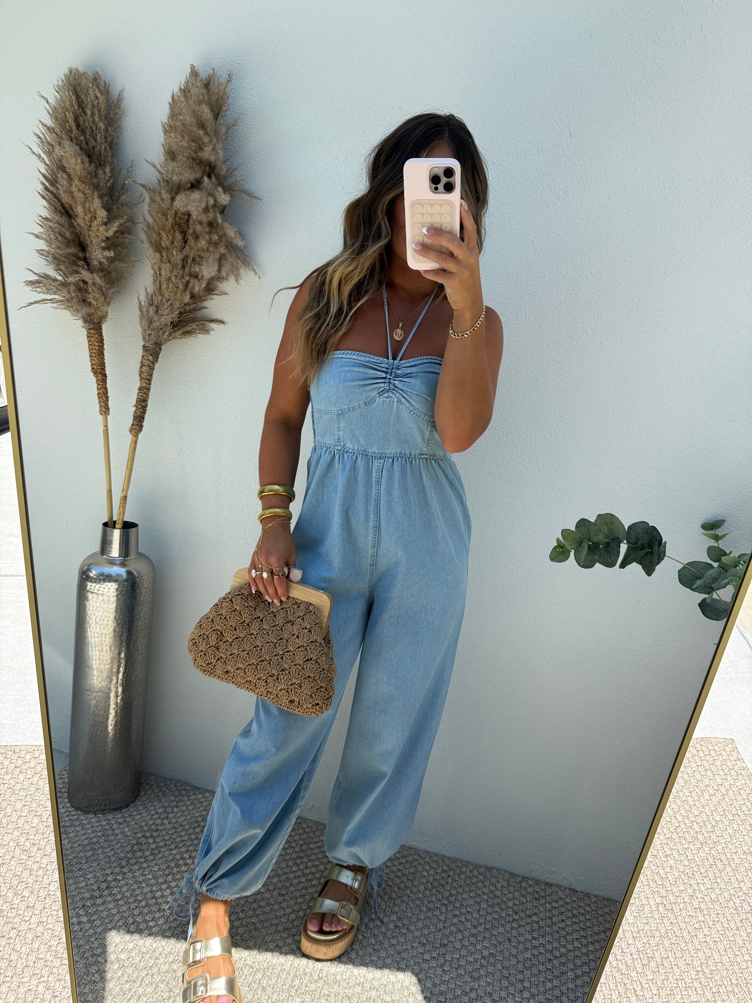Jean Genie Halter Tencel Jumpsuit