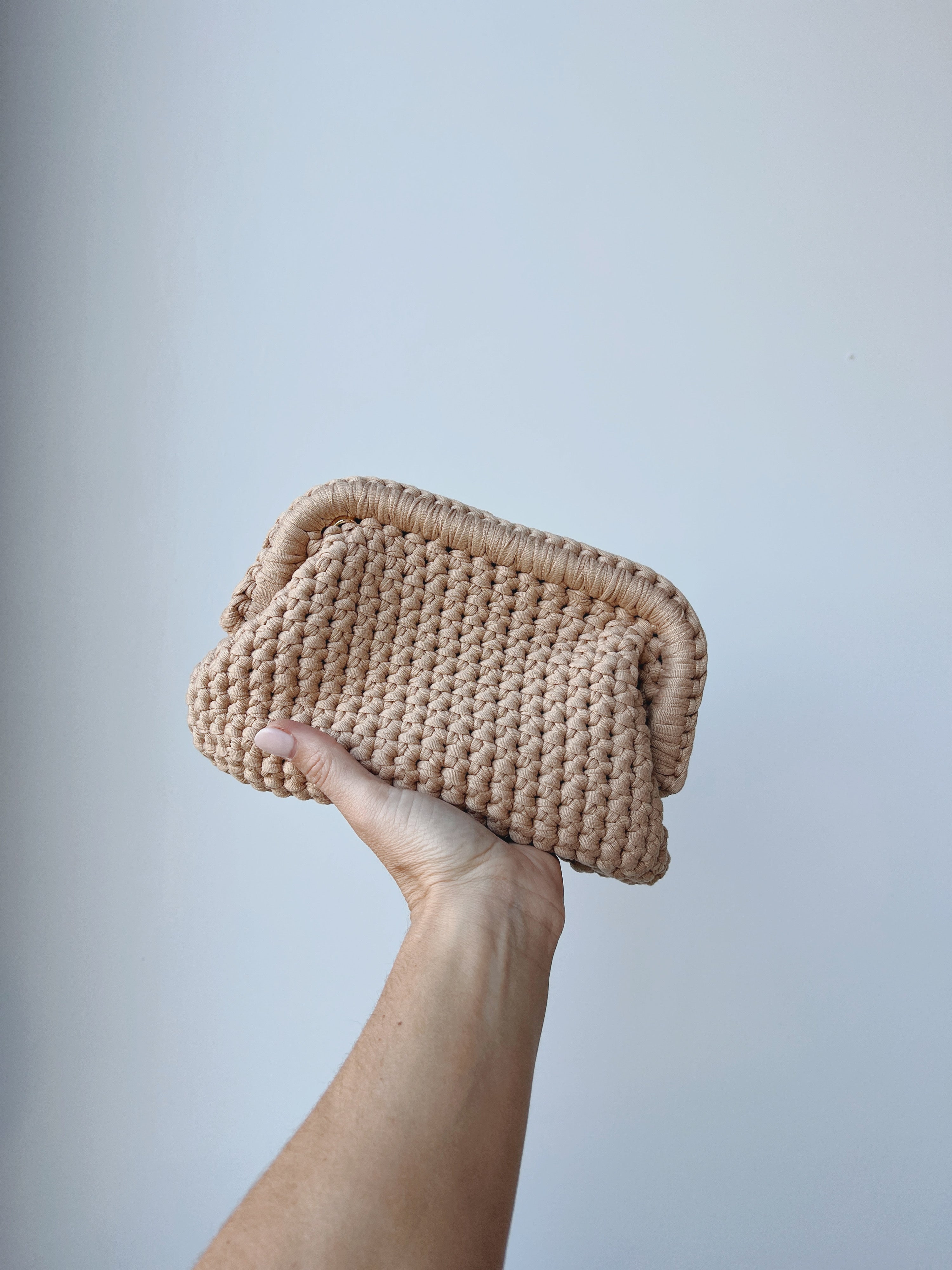 Angel Cotton Braided Clutch Beige