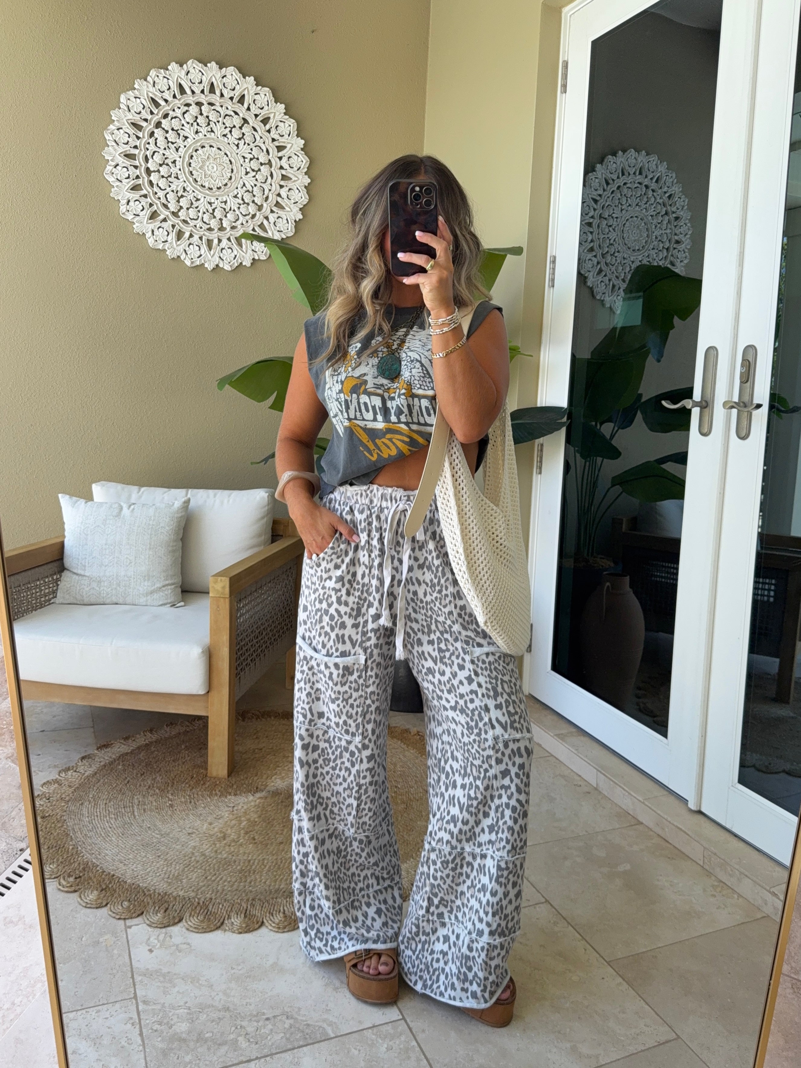 Leopard Trail Lounge Pants Grey Multi