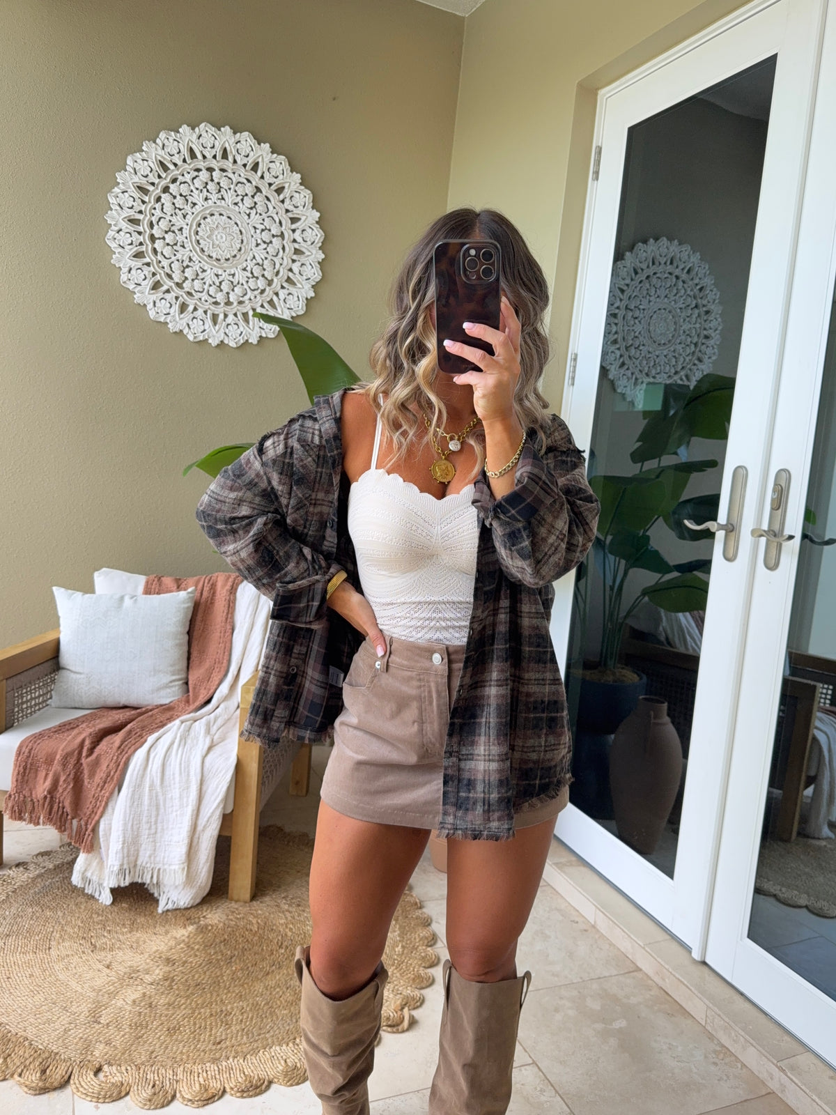Velvet Leaves Lace Cami Nude