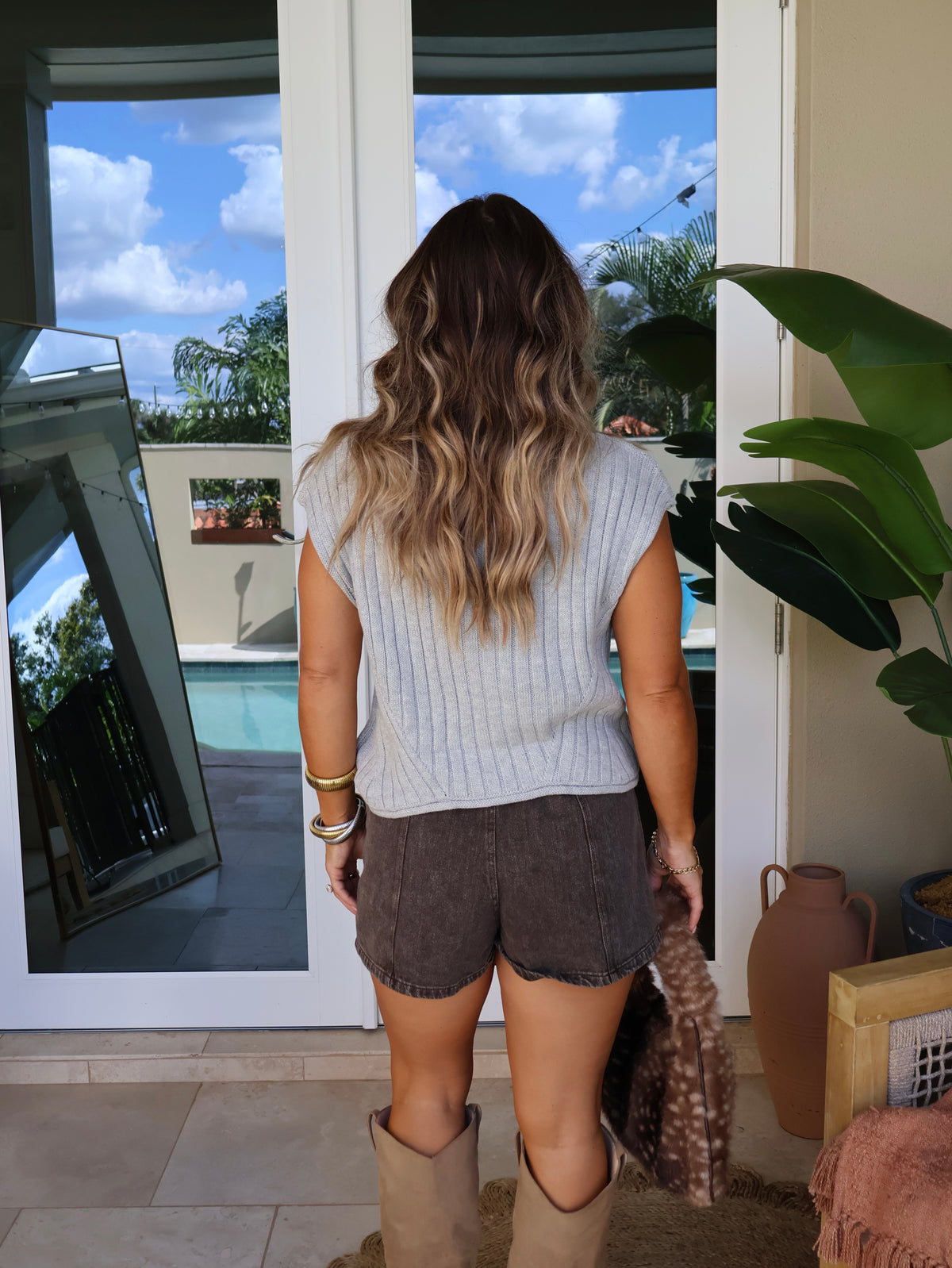 Fall Getaway Sweater Top Heather Grey