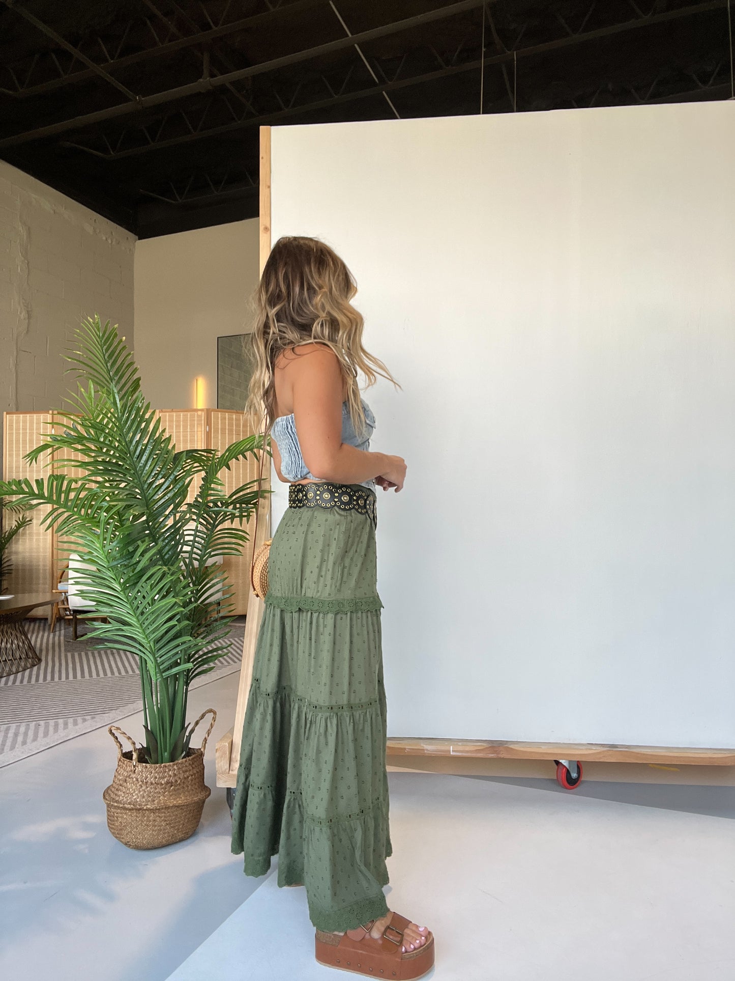 Make Waves Maxi Skirt Olive