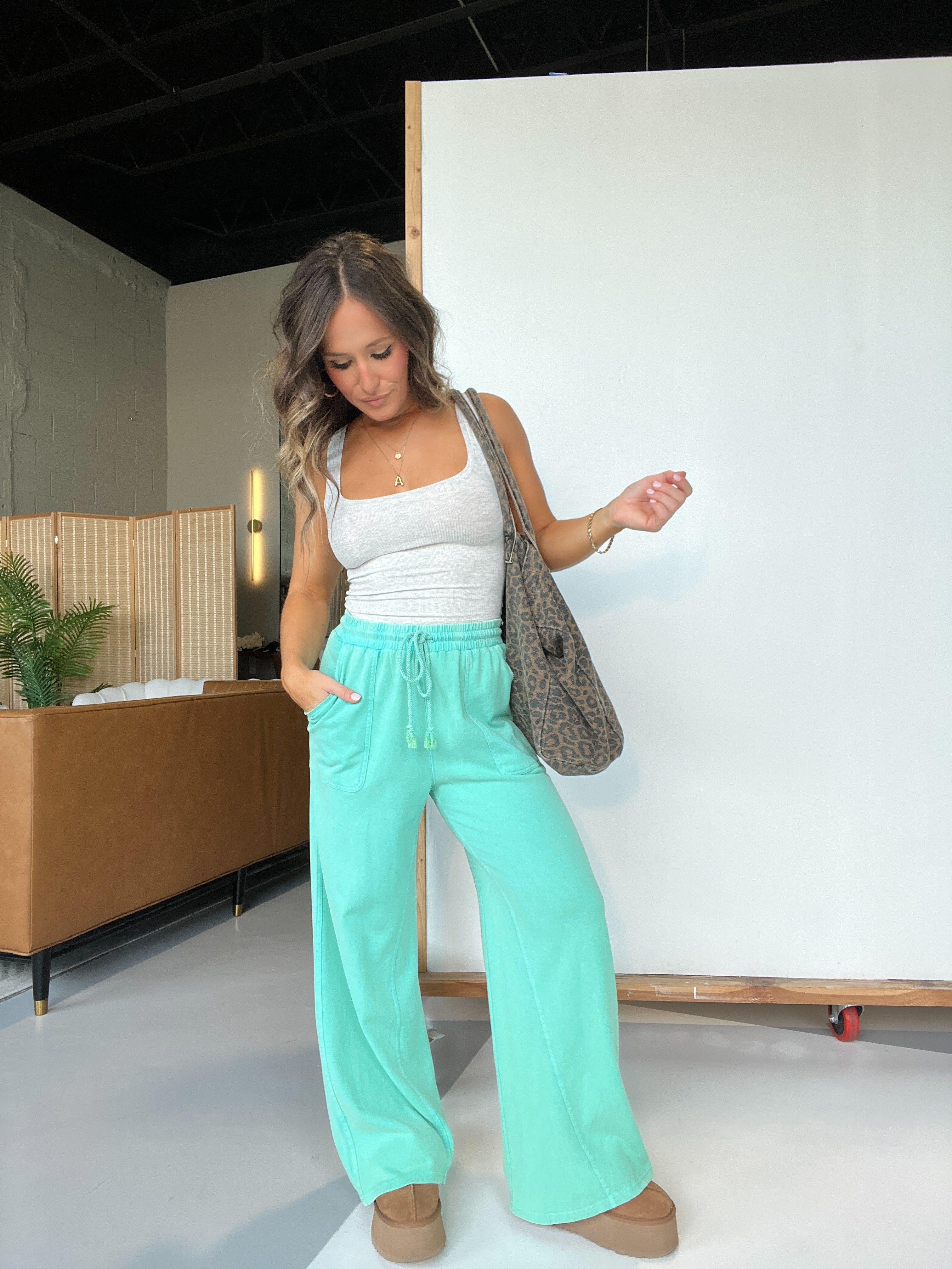 Bloome Wide Leg Pants Sea Foam