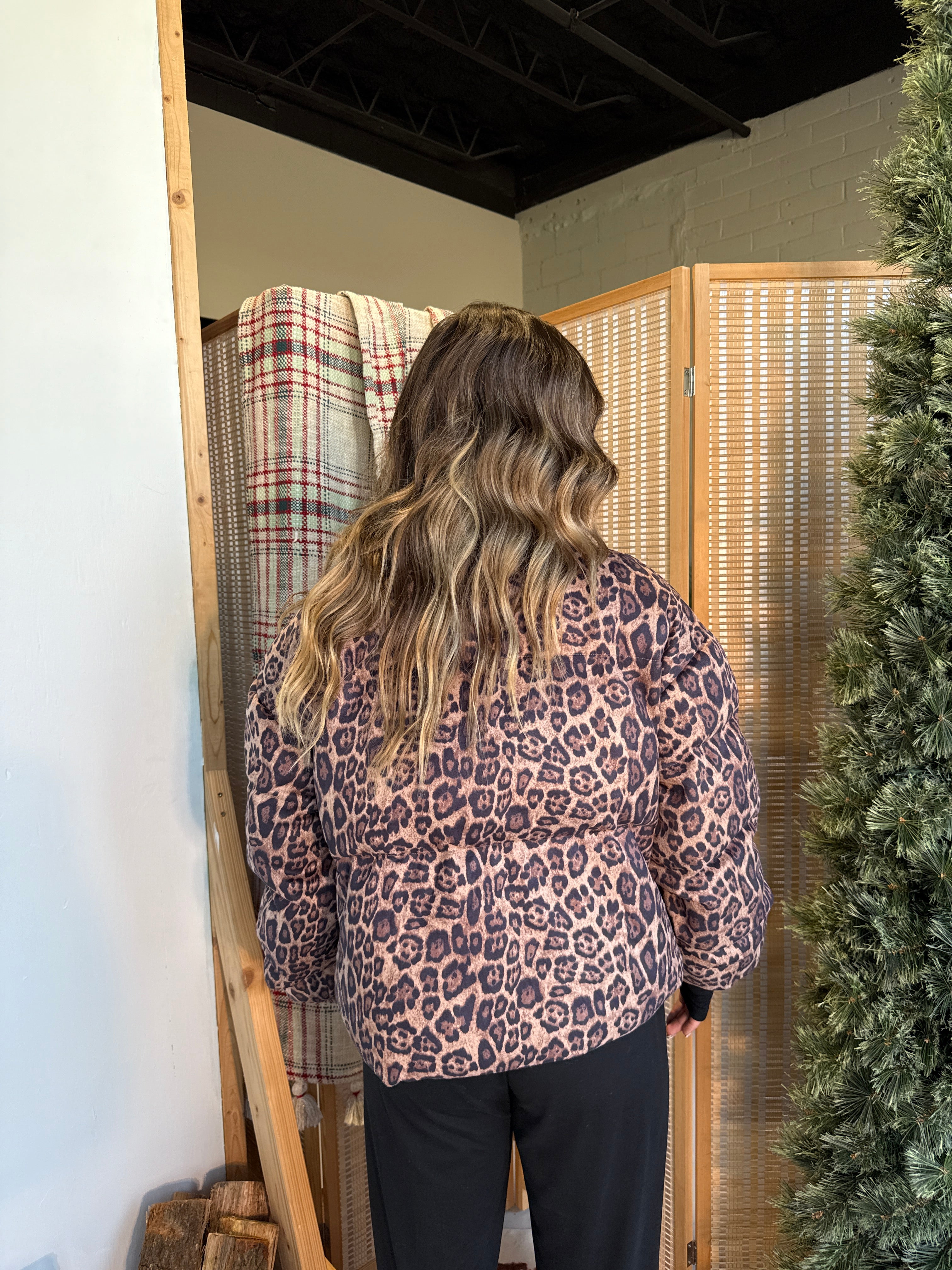 Cold Outside Puffer Jacket Leopard