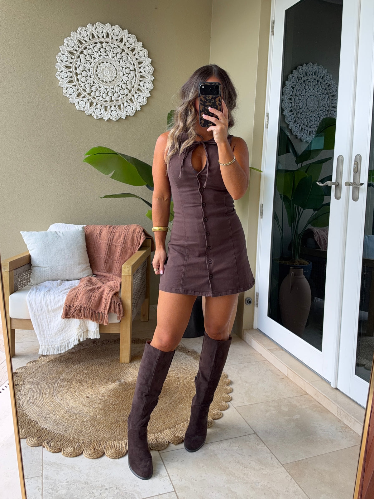 Shiloh Knee High Suede Boots Coffee