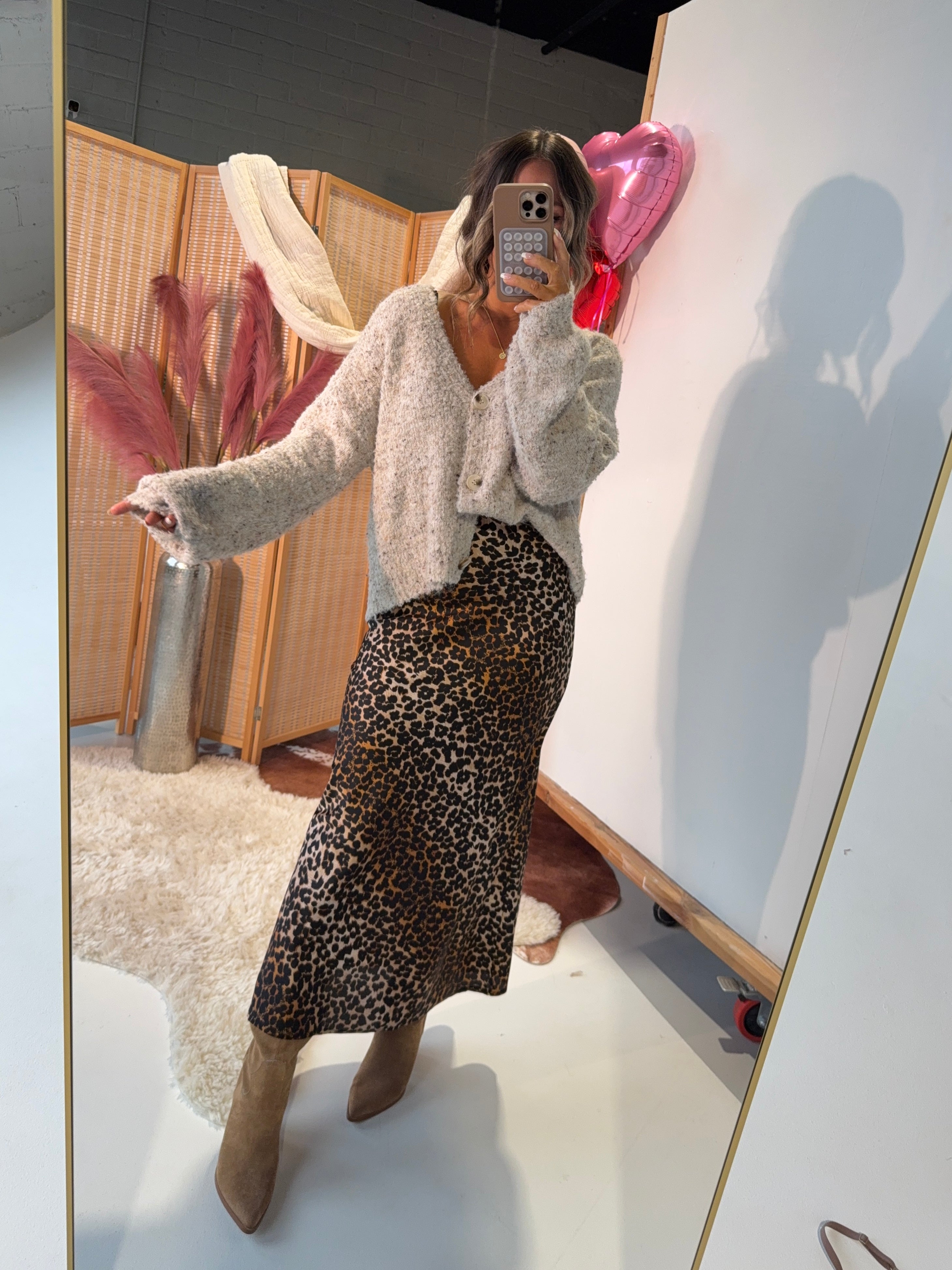 Endless Nights Satin Midi Dress Leopard