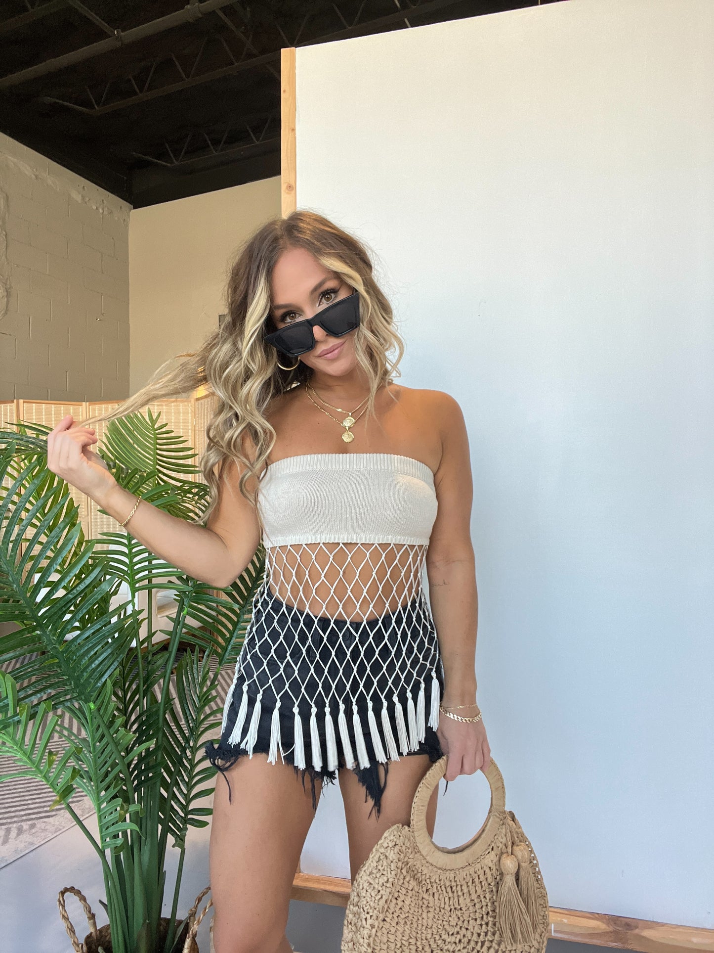 Wild Thoughts Crochet Tube Top Natural