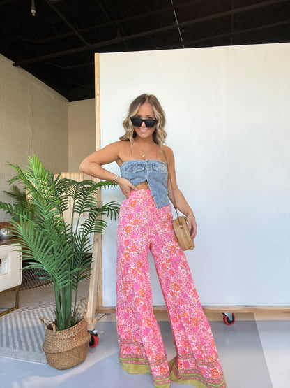 Pinkish Bloom Wide Leg Boho Pants