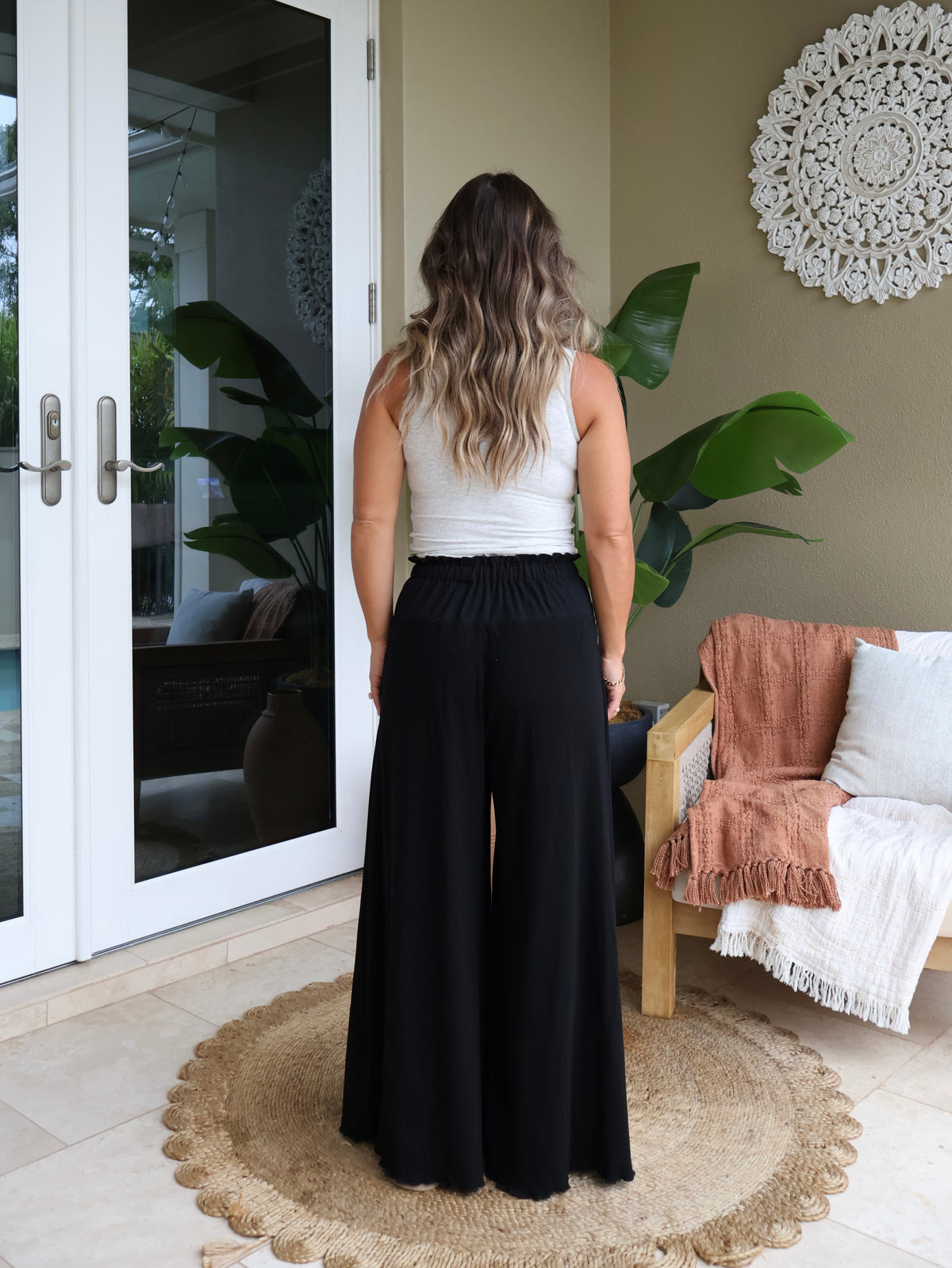Kickoff Wide Leg Lounge Pants Black