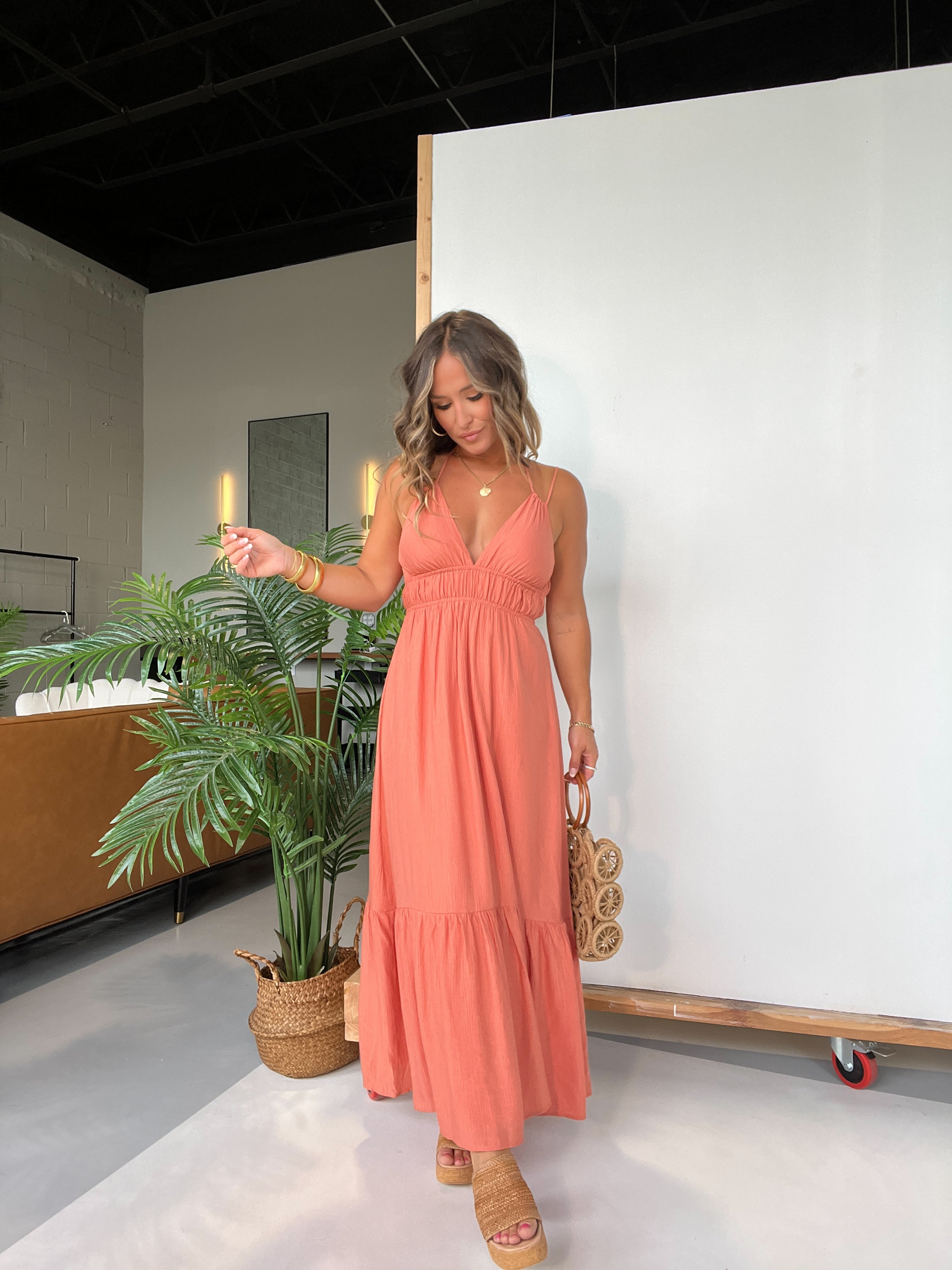 All I Wanted Halter Midi Dress Coral