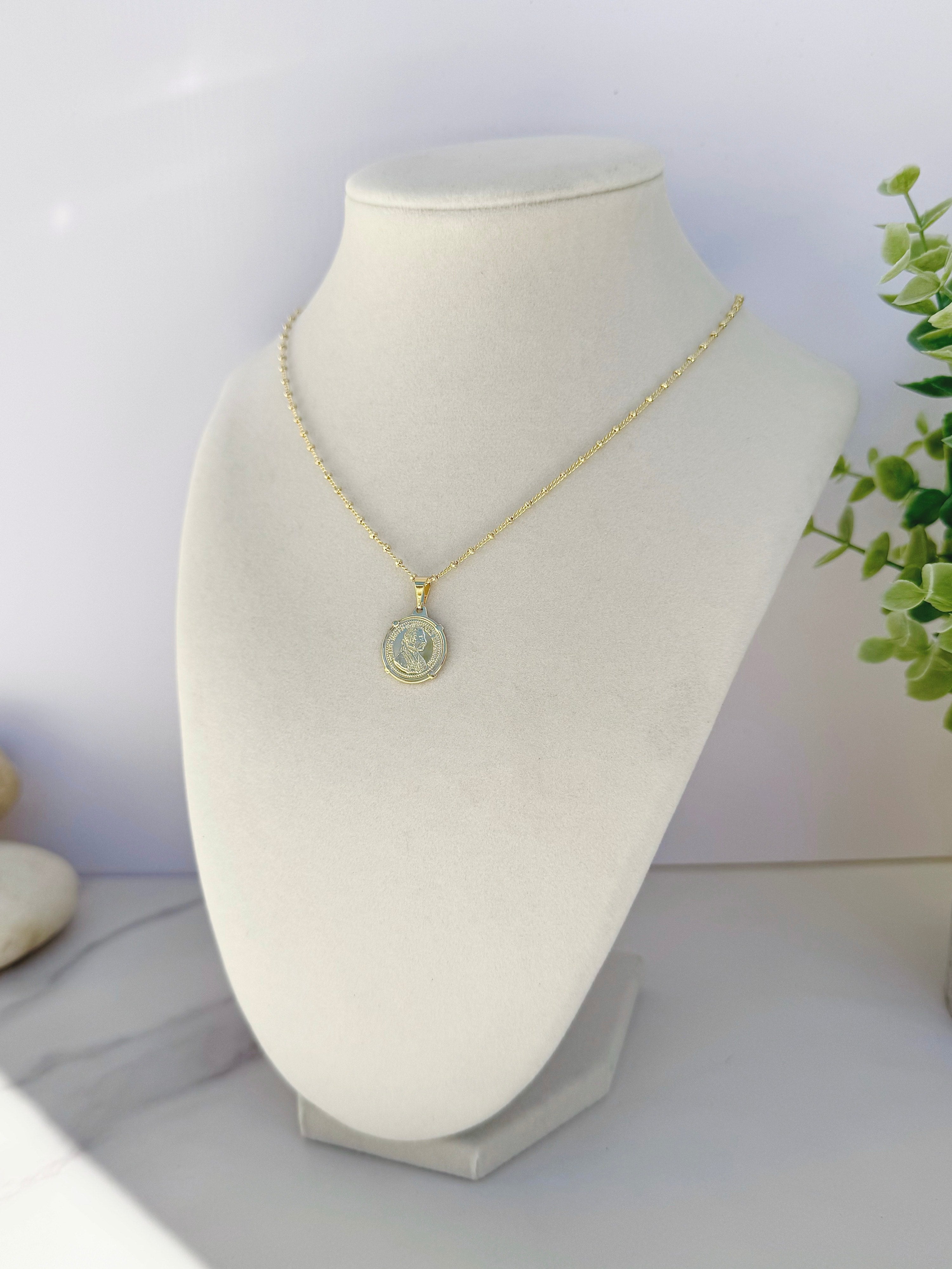 Emperor Coin 18K Gold Necklace 16"