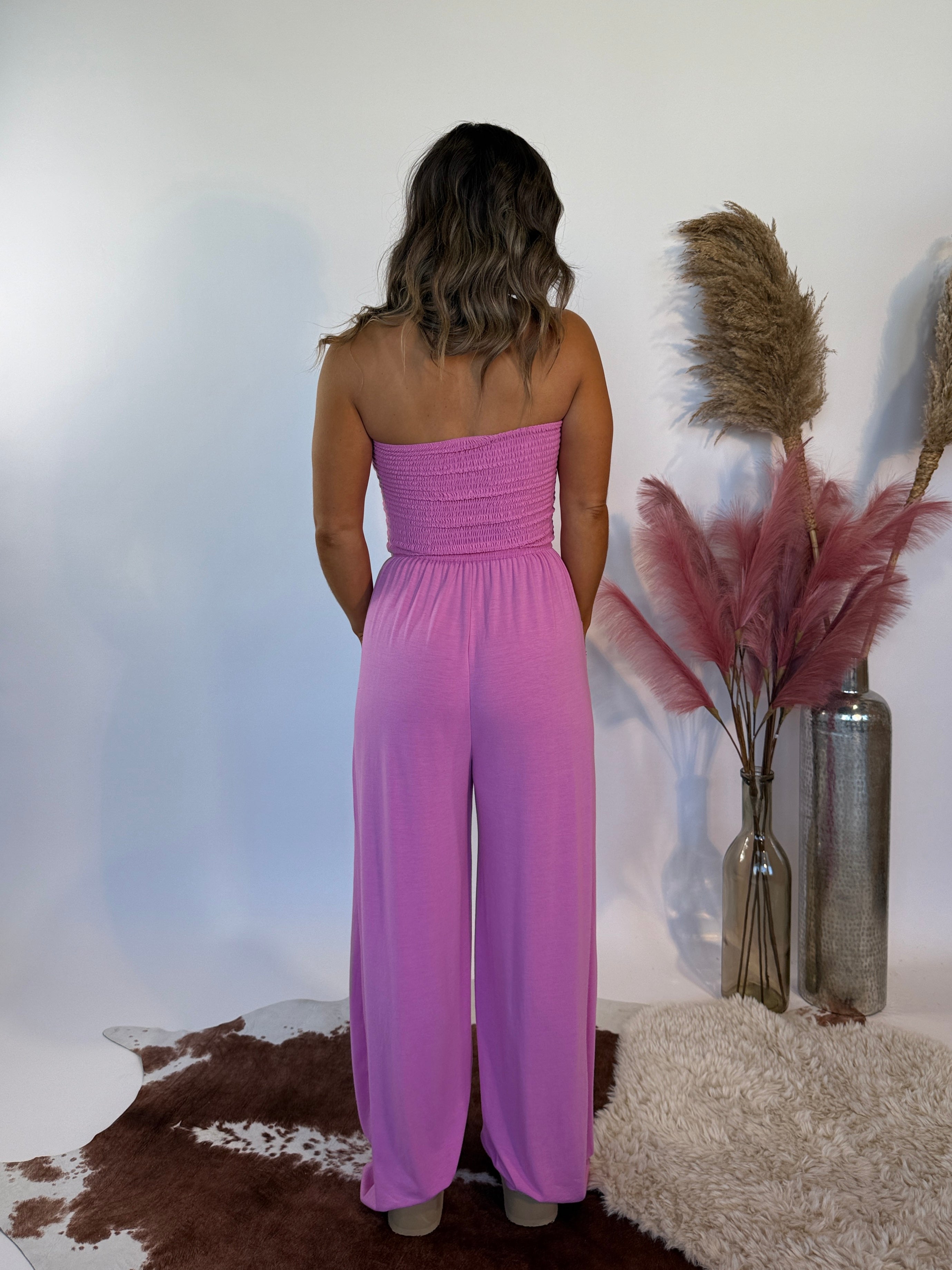 Ocean Breeze Tube Top Jumpsuit Candy Pink