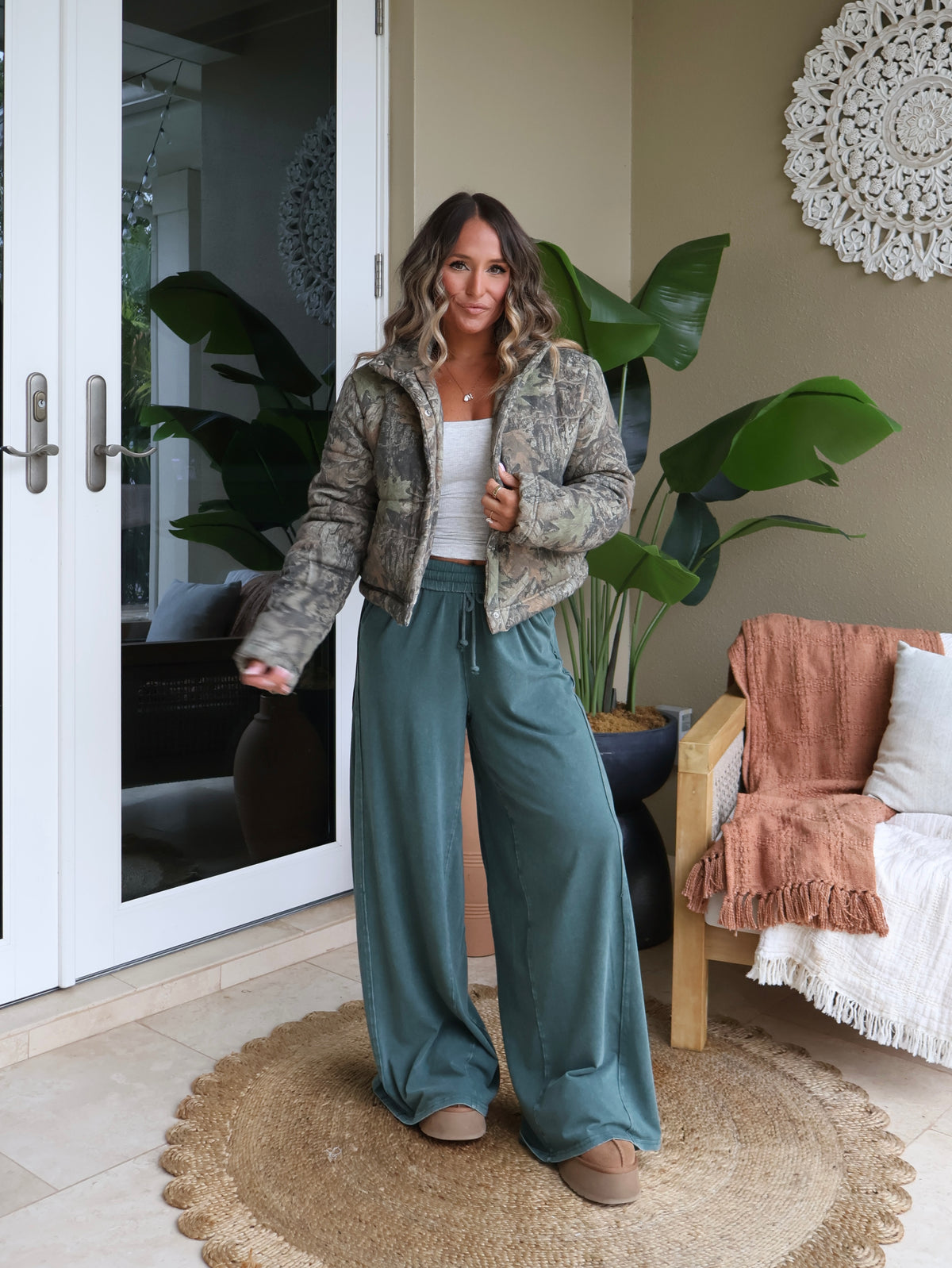 Easy Living Wide Leg Sweatpants Green