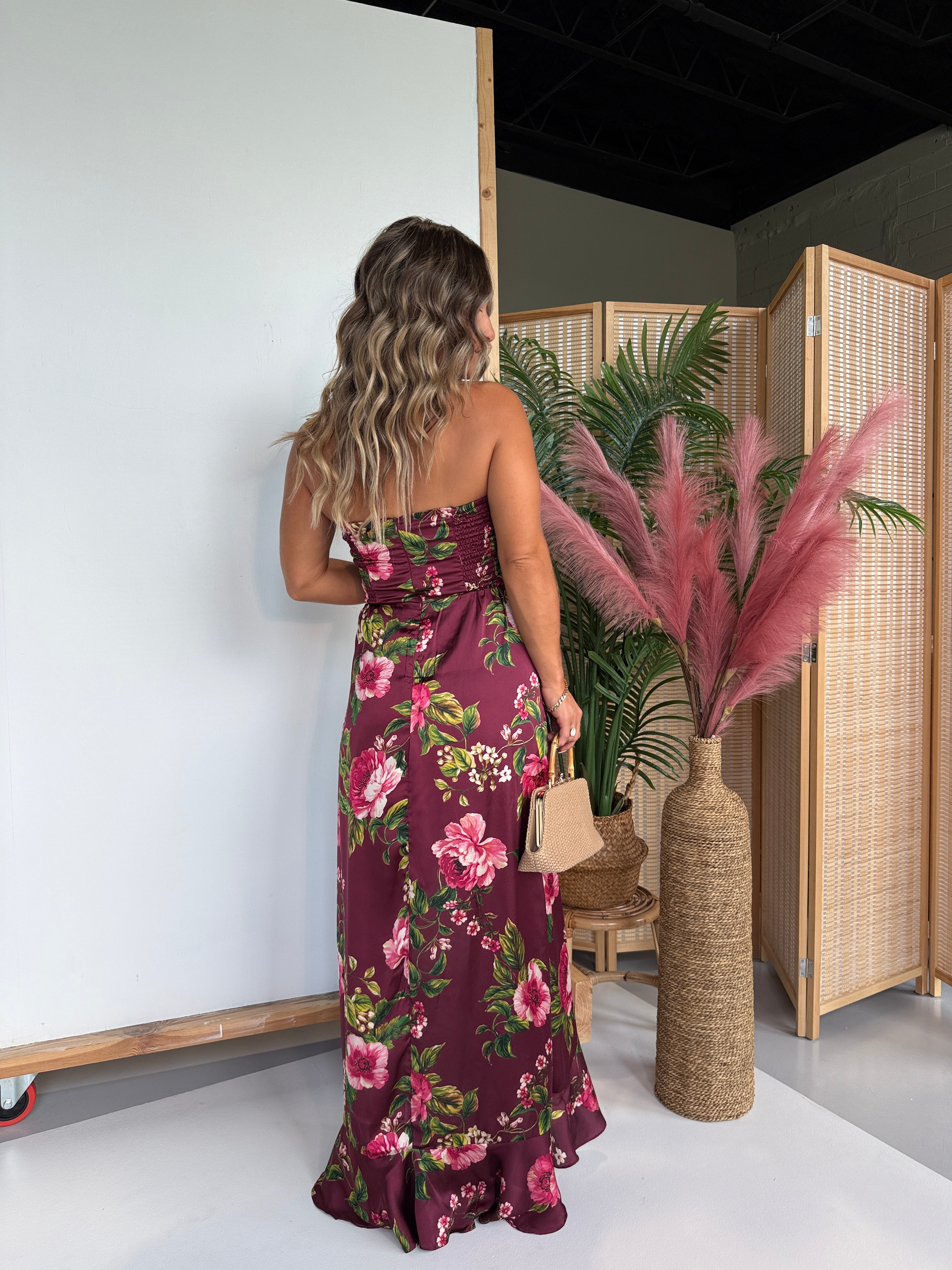 Delicate Timing Maxi Dress Merlot Rose