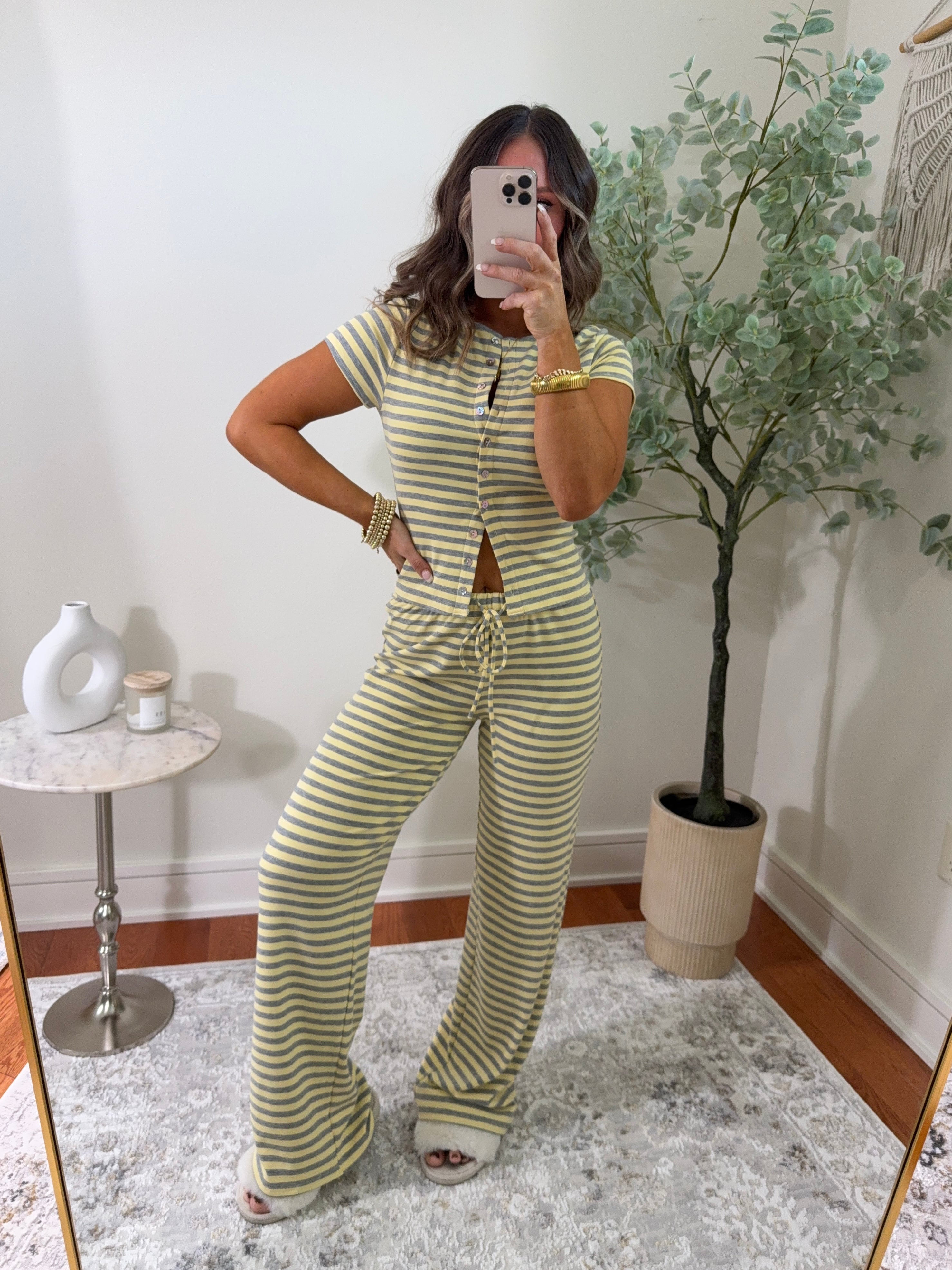 Banana Shake Striped Set Yellow/Grey