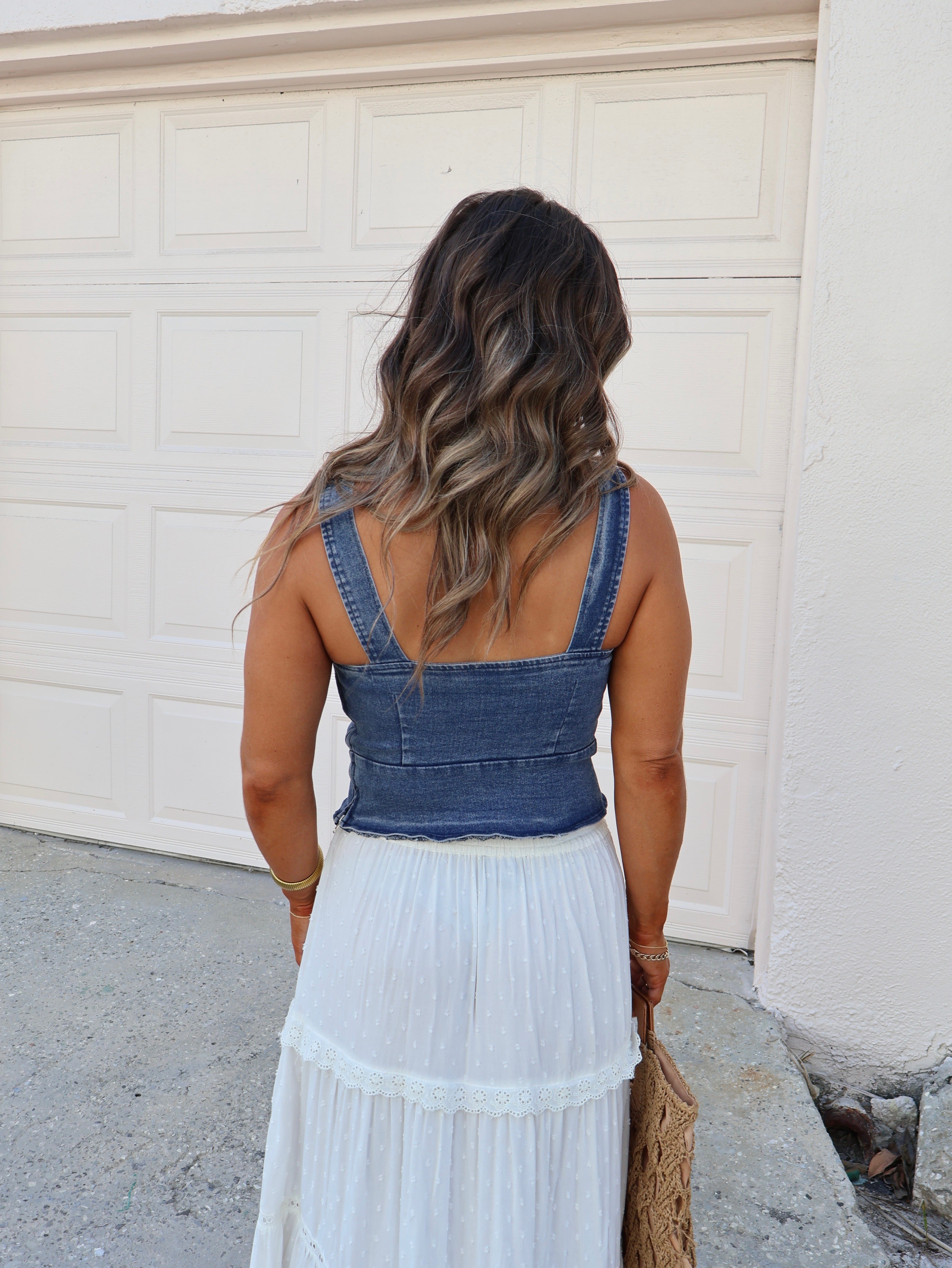 Elenor Front Lace Up Denim Corset