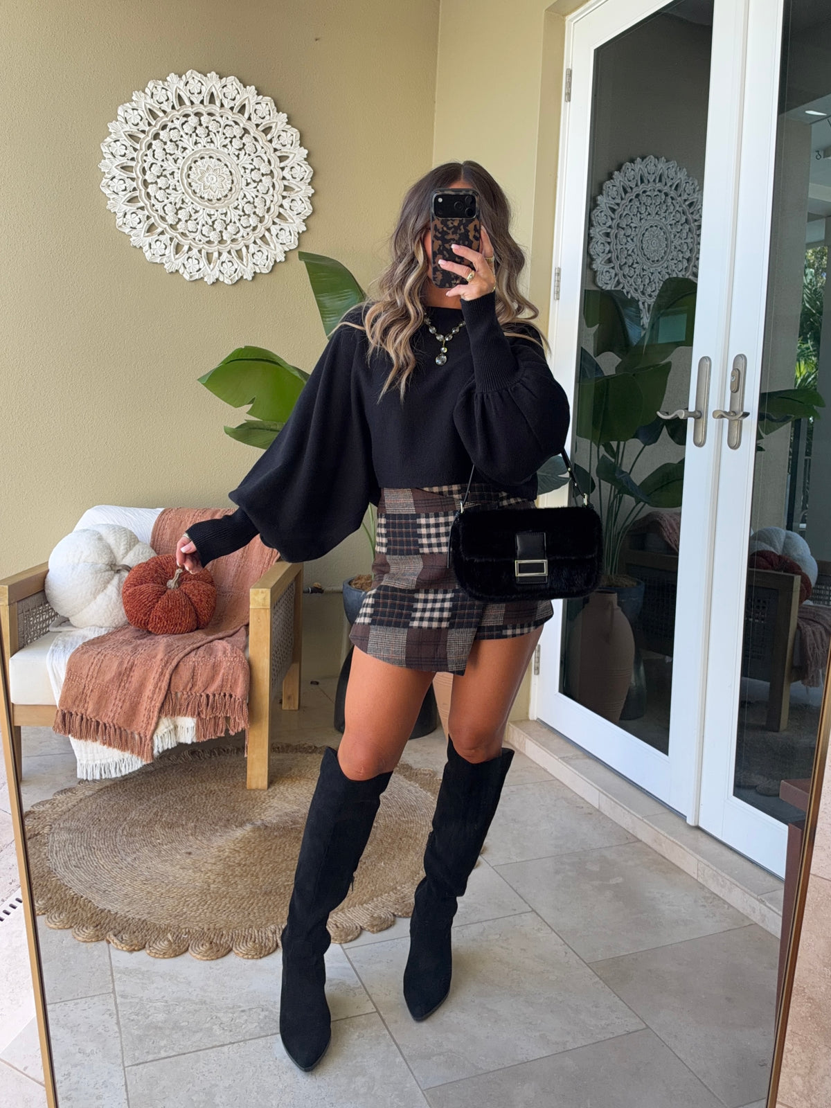 Frosted Morning Asymmetrical Skirt Brown Multi