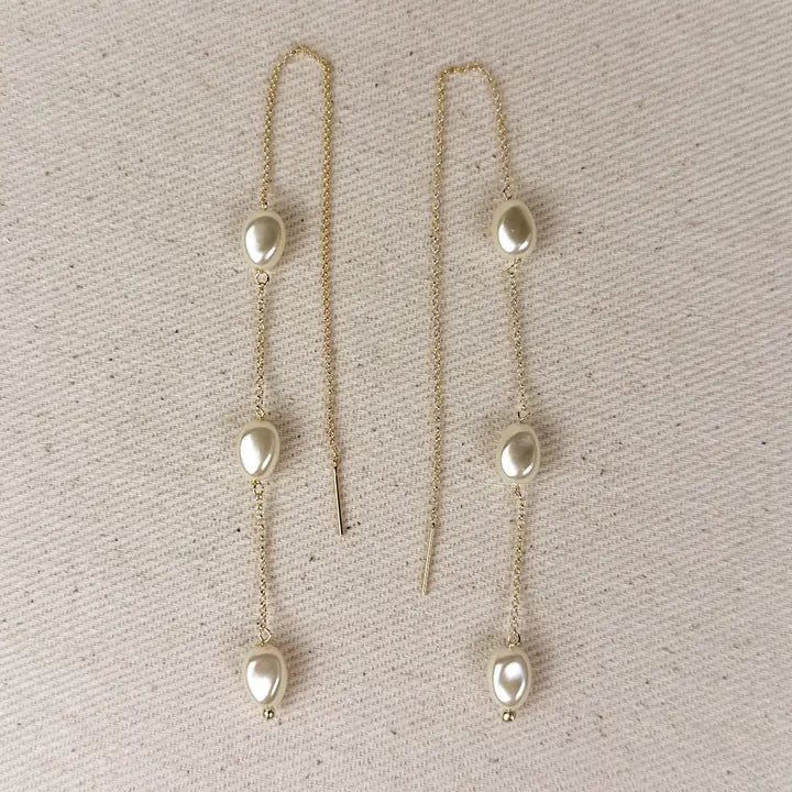 Baroque Pearl 18K Gold Threader Earrings