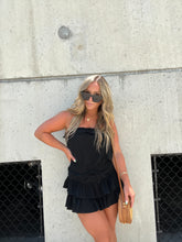 Load image into Gallery viewer, GIRLFRIEND MINI ROMPER DRESS BLACK
