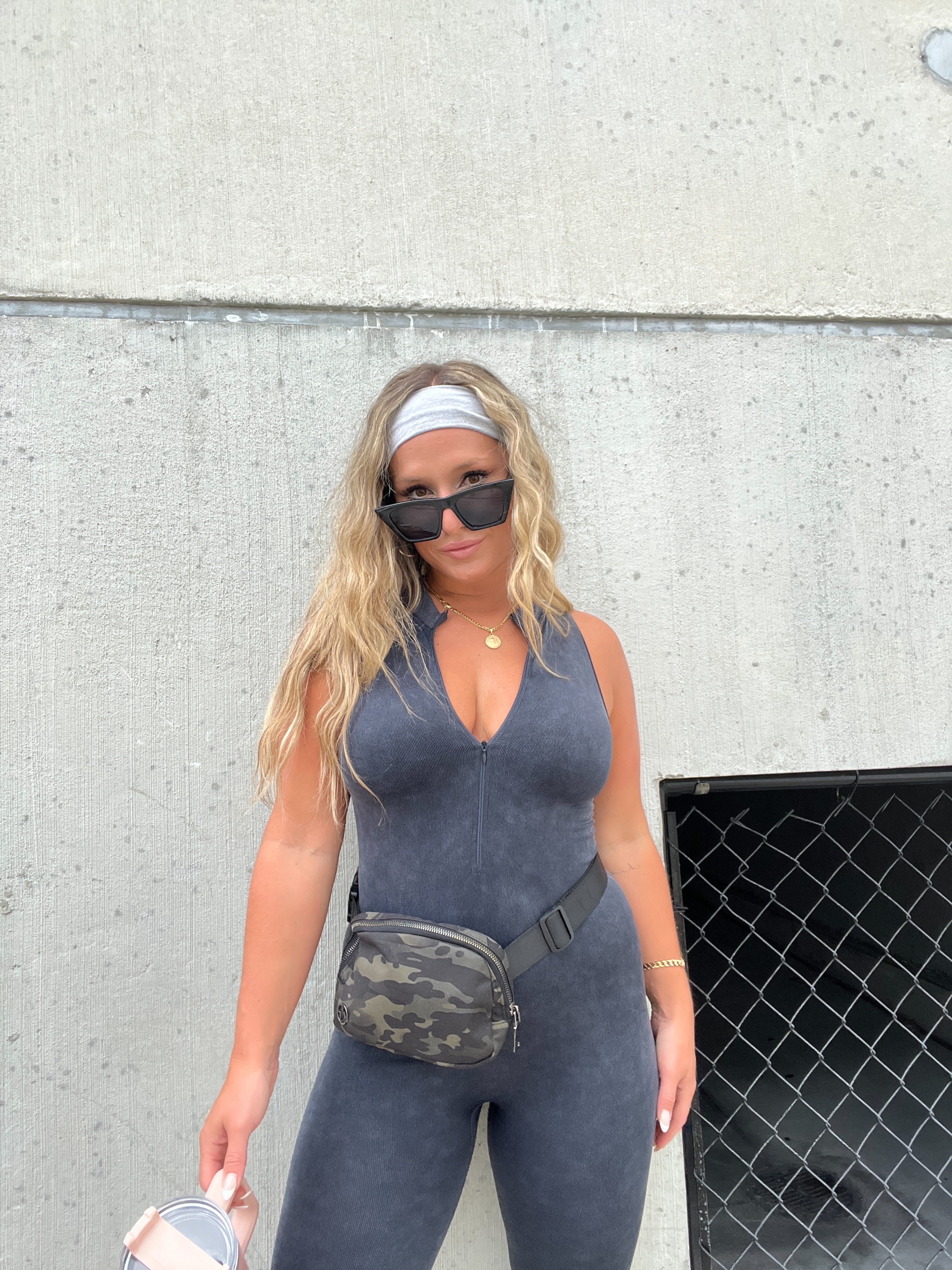 ZIP IT UP WASHED BLACK CATSUIT