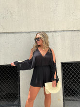 Load image into Gallery viewer, MAD WOMAN GAUZE ROMPER BLACK
