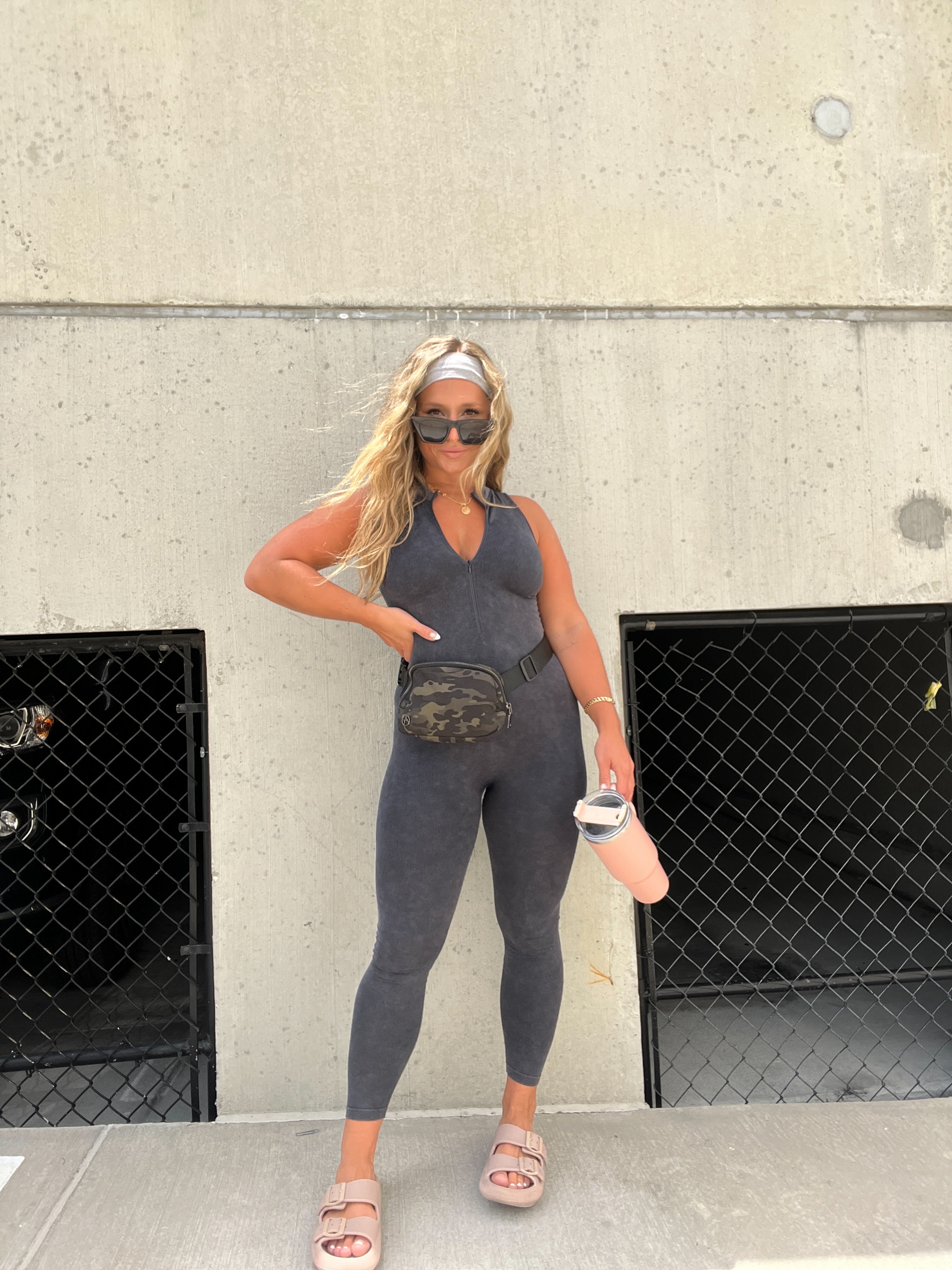 ZIP IT UP WASHED BLACK CATSUIT